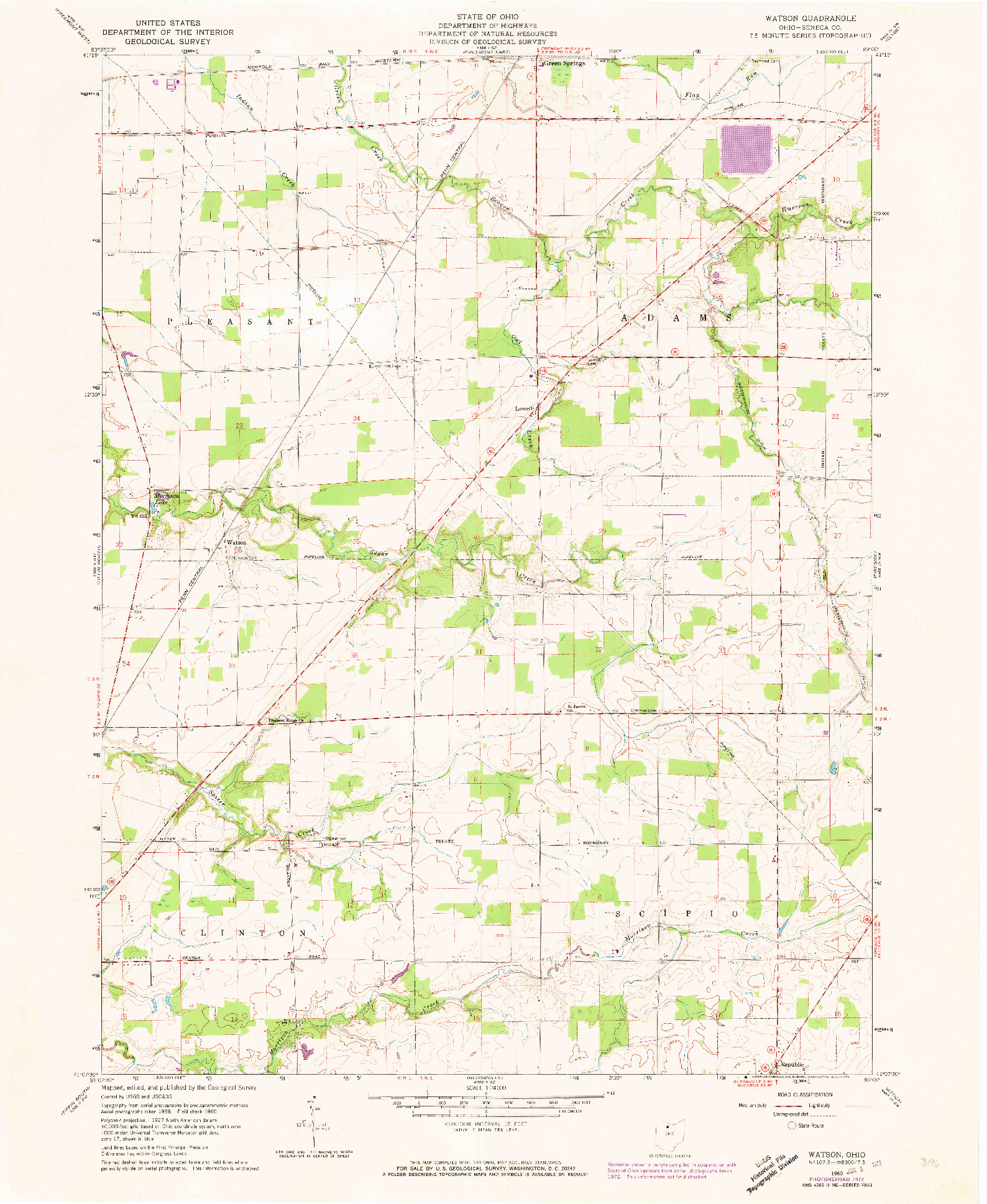 USGS 1:24000-SCALE QUADRANGLE FOR WATSON, OH 1960