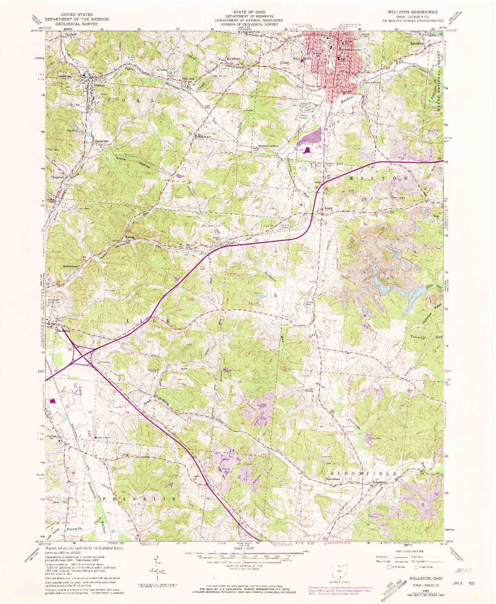 USGS 1:24000-SCALE QUADRANGLE FOR WELLSTON, OH 1961