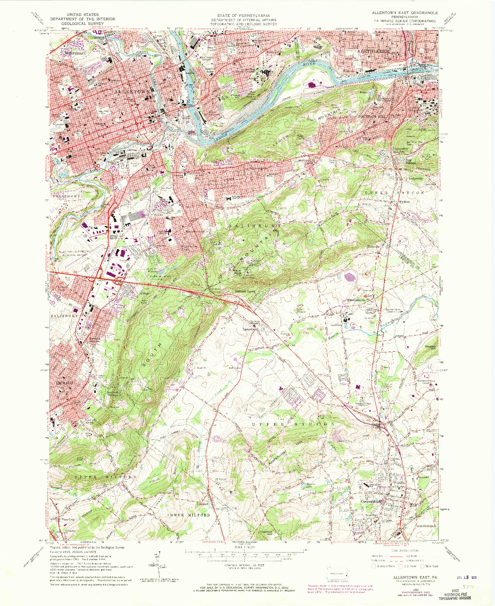 USGS 1:24000-SCALE QUADRANGLE FOR ALLENTOWN EAST, PA 1964