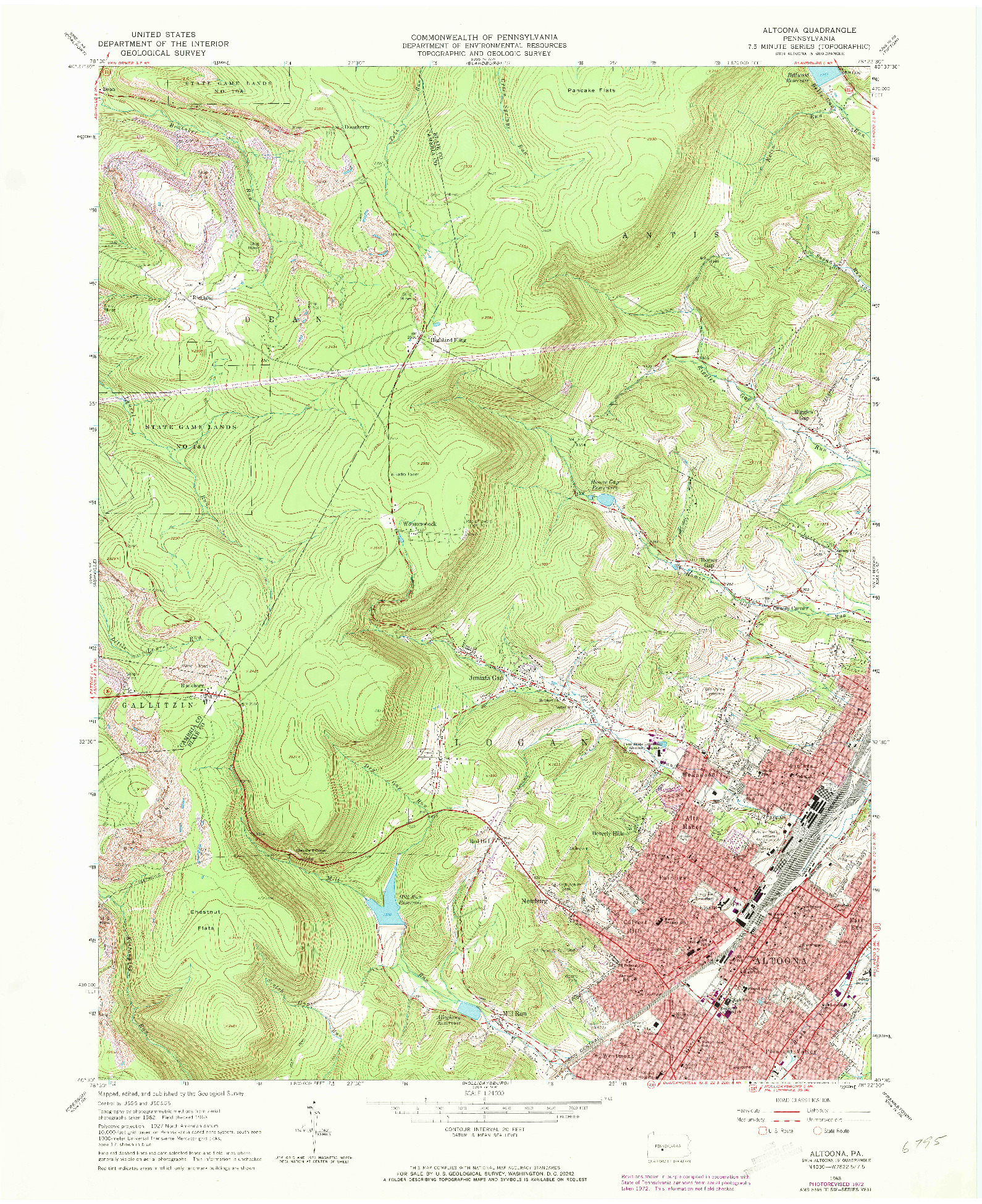 USGS 1:24000-SCALE QUADRANGLE FOR ALTOONA, PA 1963