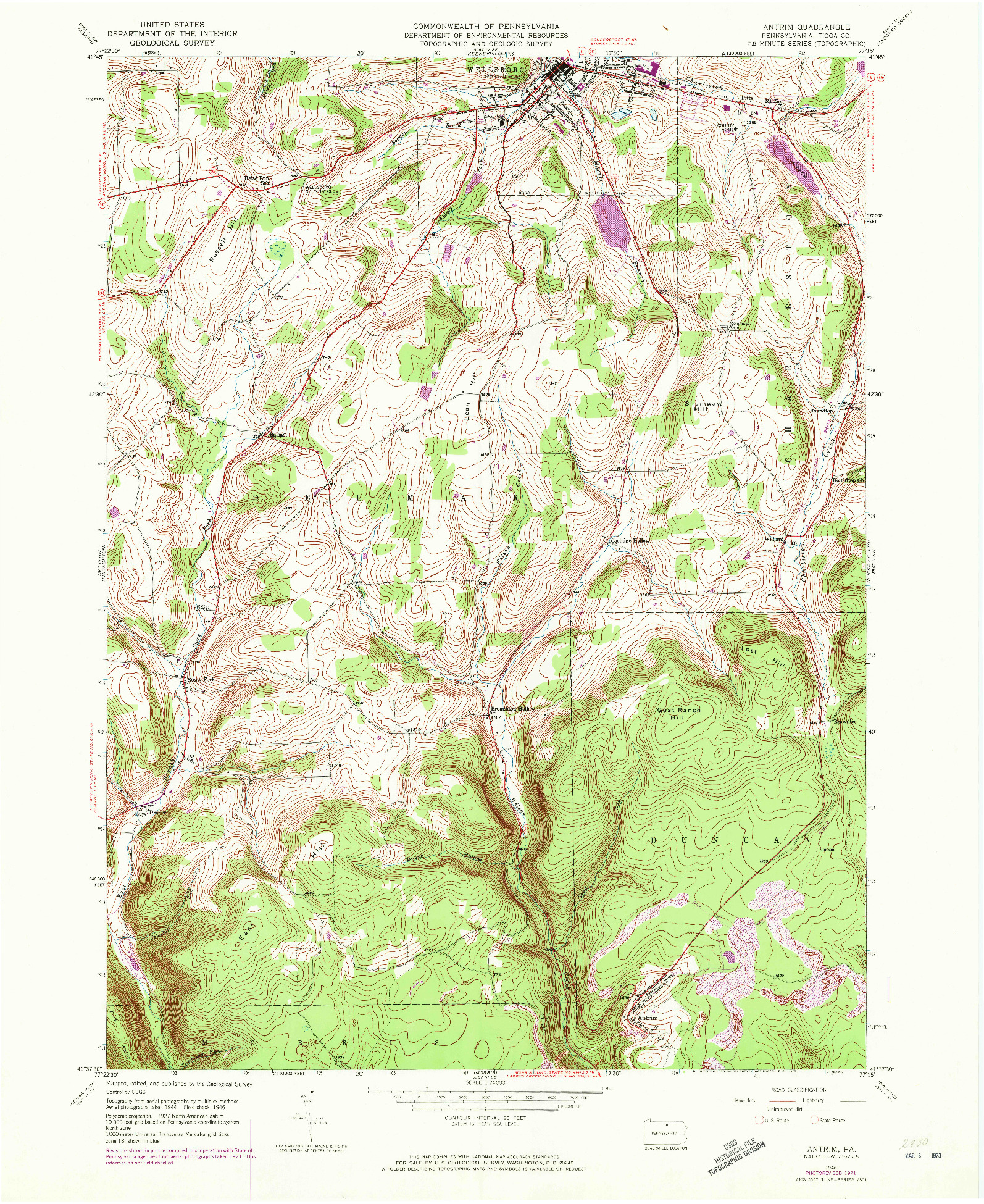 USGS 1:24000-SCALE QUADRANGLE FOR ANTRIM, PA 1946