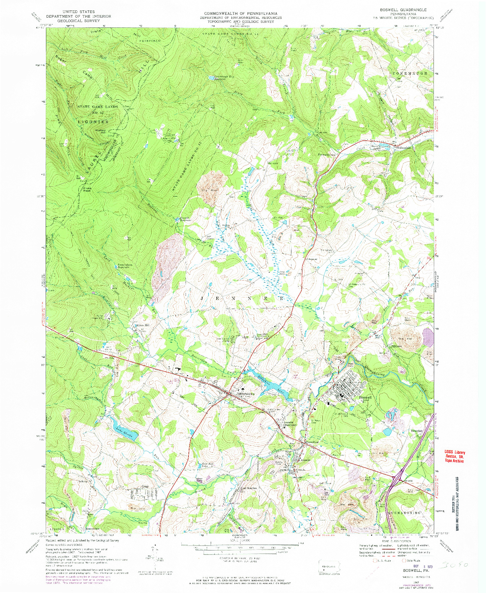 USGS 1:24000-SCALE QUADRANGLE FOR BOSWELL, PA 1967