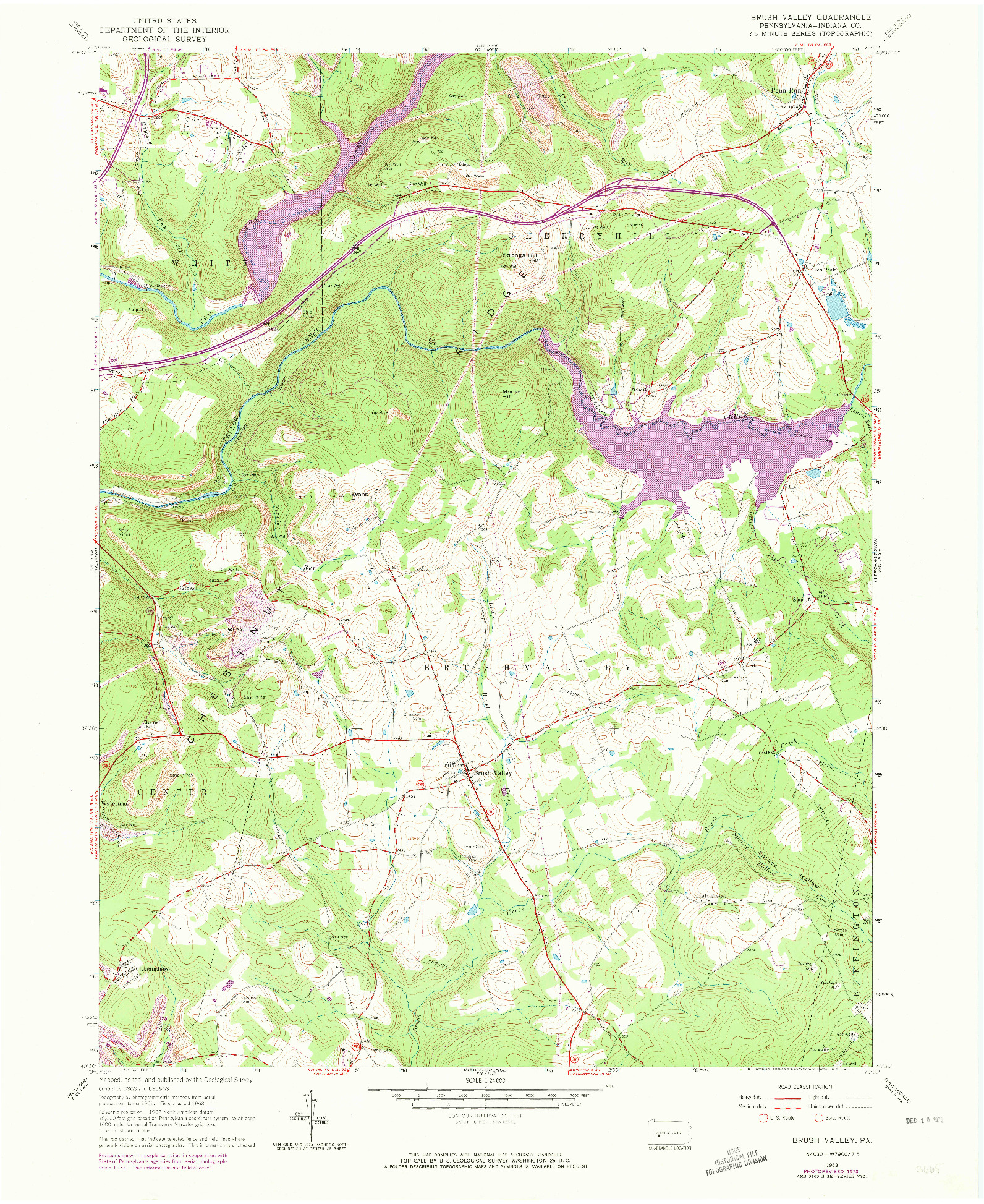 USGS 1:24000-SCALE QUADRANGLE FOR BRUSH VALLEY, PA 1963