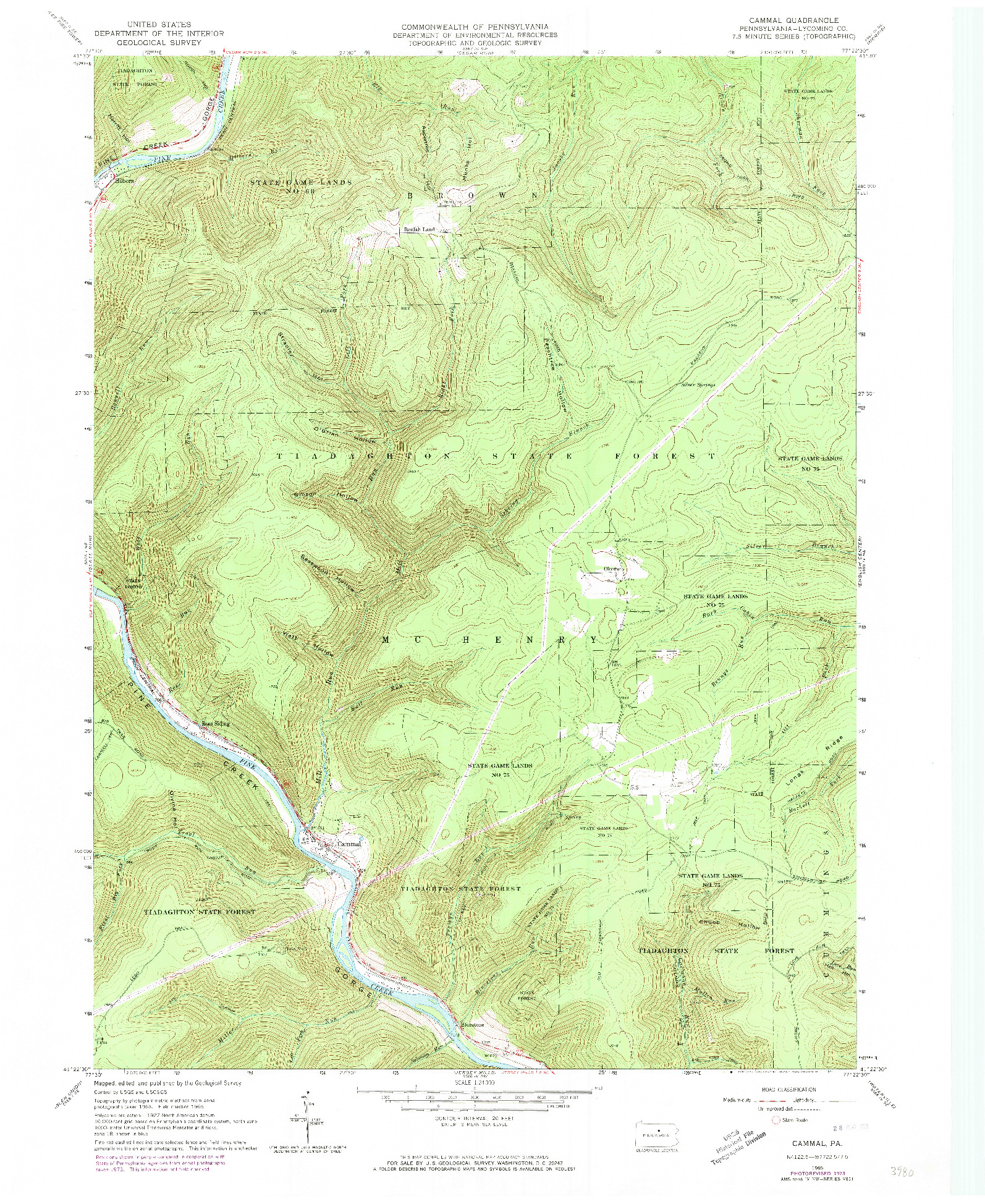 USGS 1:24000-SCALE QUADRANGLE FOR CAMMAL, PA 1965