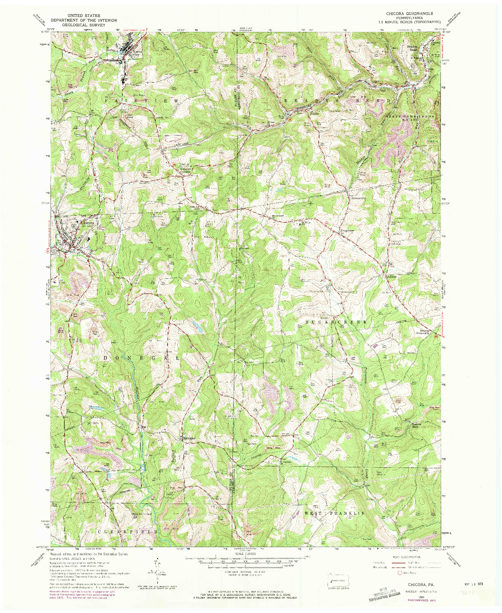 USGS 1:24000-SCALE QUADRANGLE FOR CHICORA, PA 1964