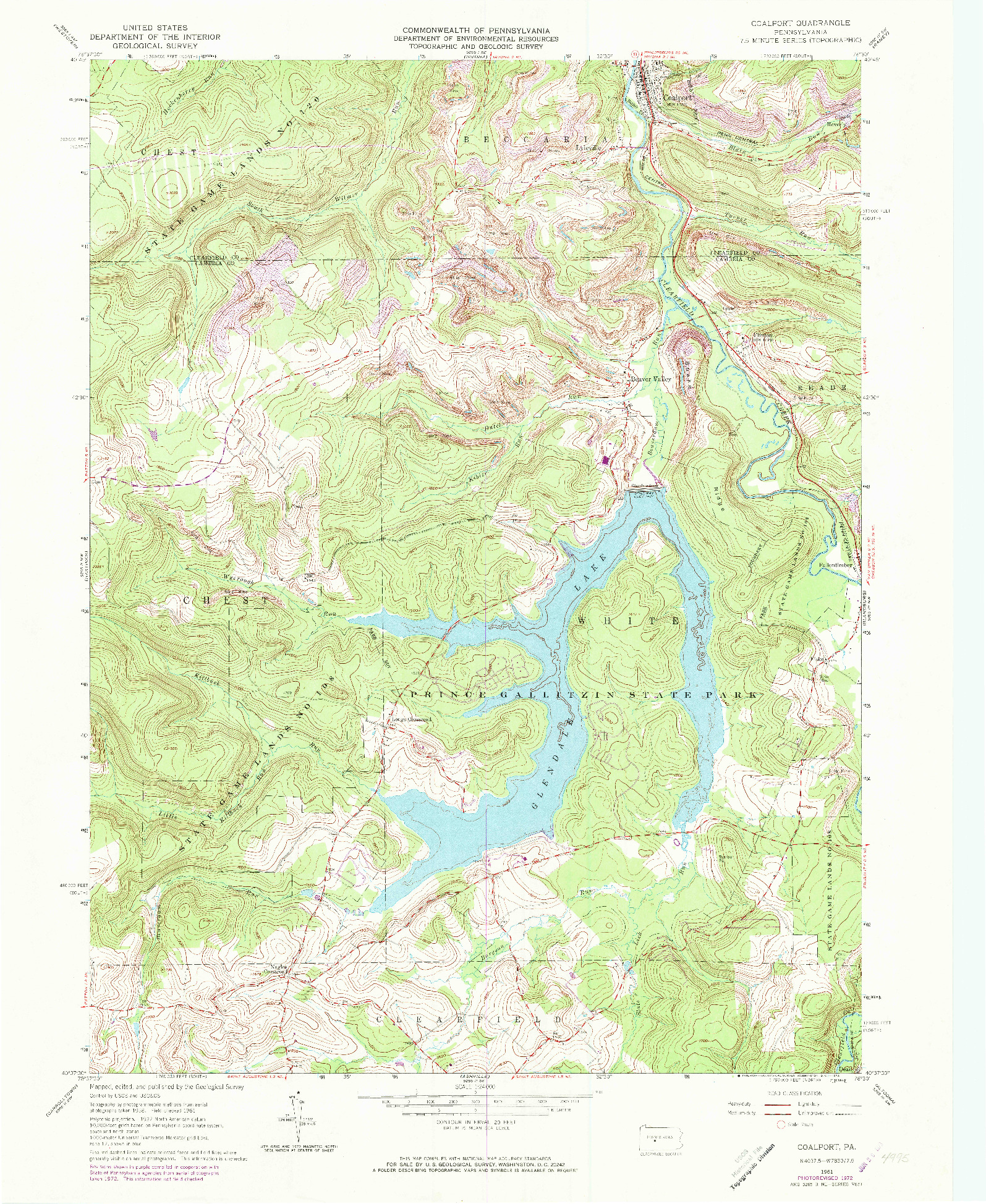 USGS 1:24000-SCALE QUADRANGLE FOR COALPORT, PA 1961