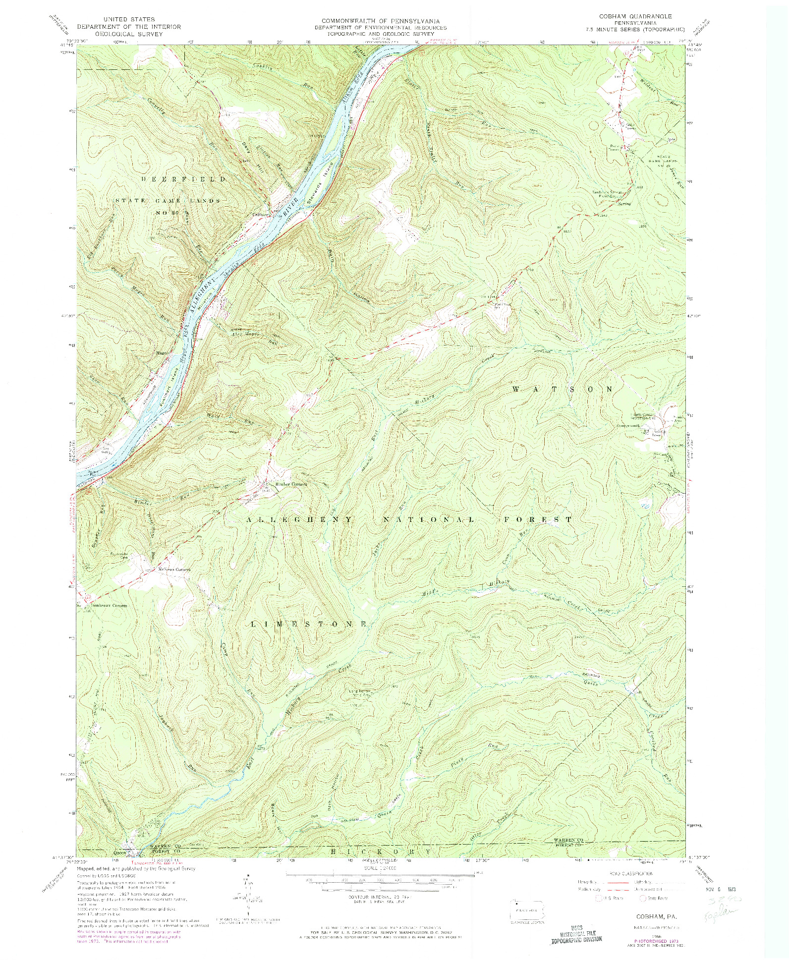 USGS 1:24000-SCALE QUADRANGLE FOR COBHAM, PA 1966