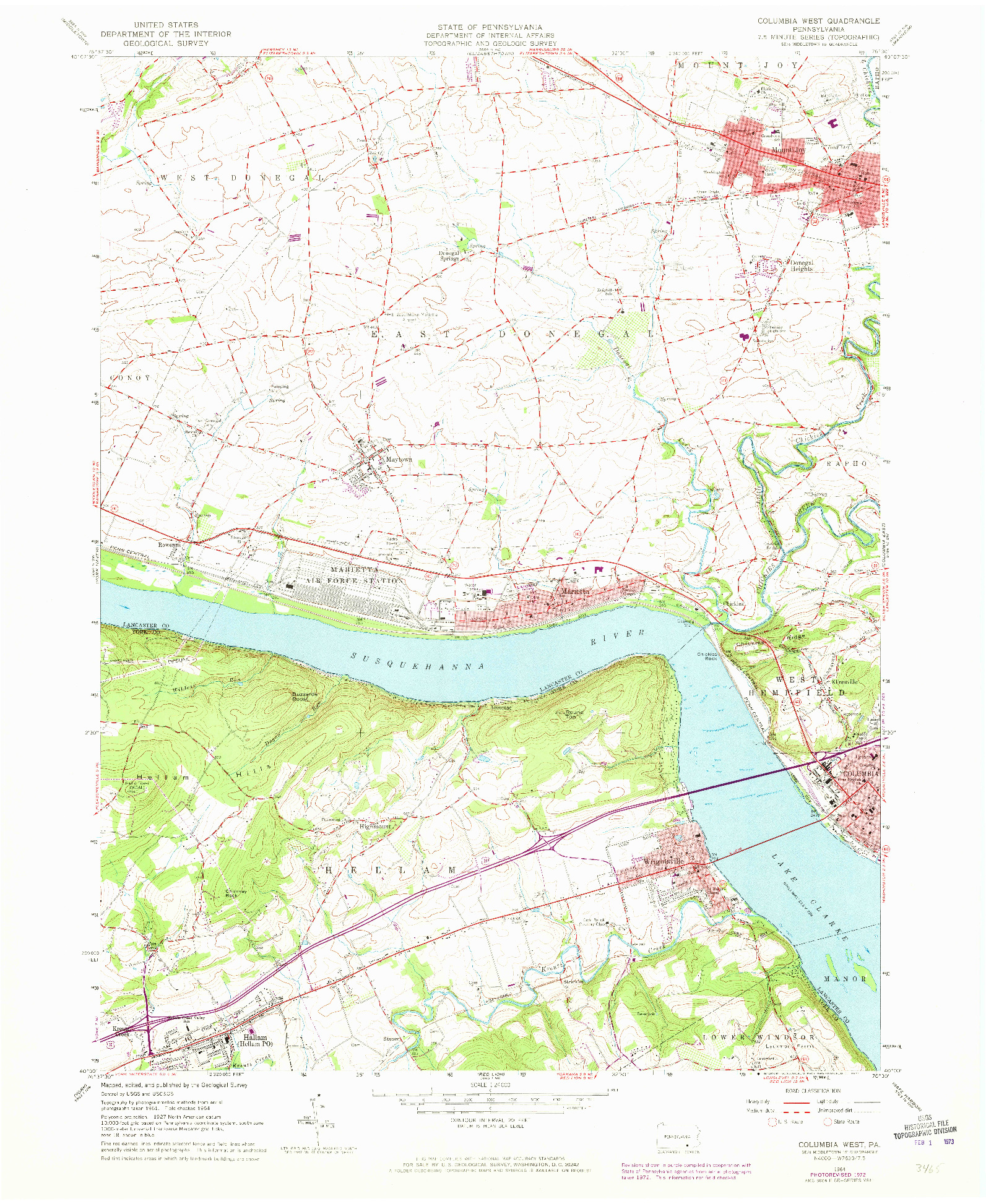 USGS 1:24000-SCALE QUADRANGLE FOR COLUMBIA WEST, PA 1964