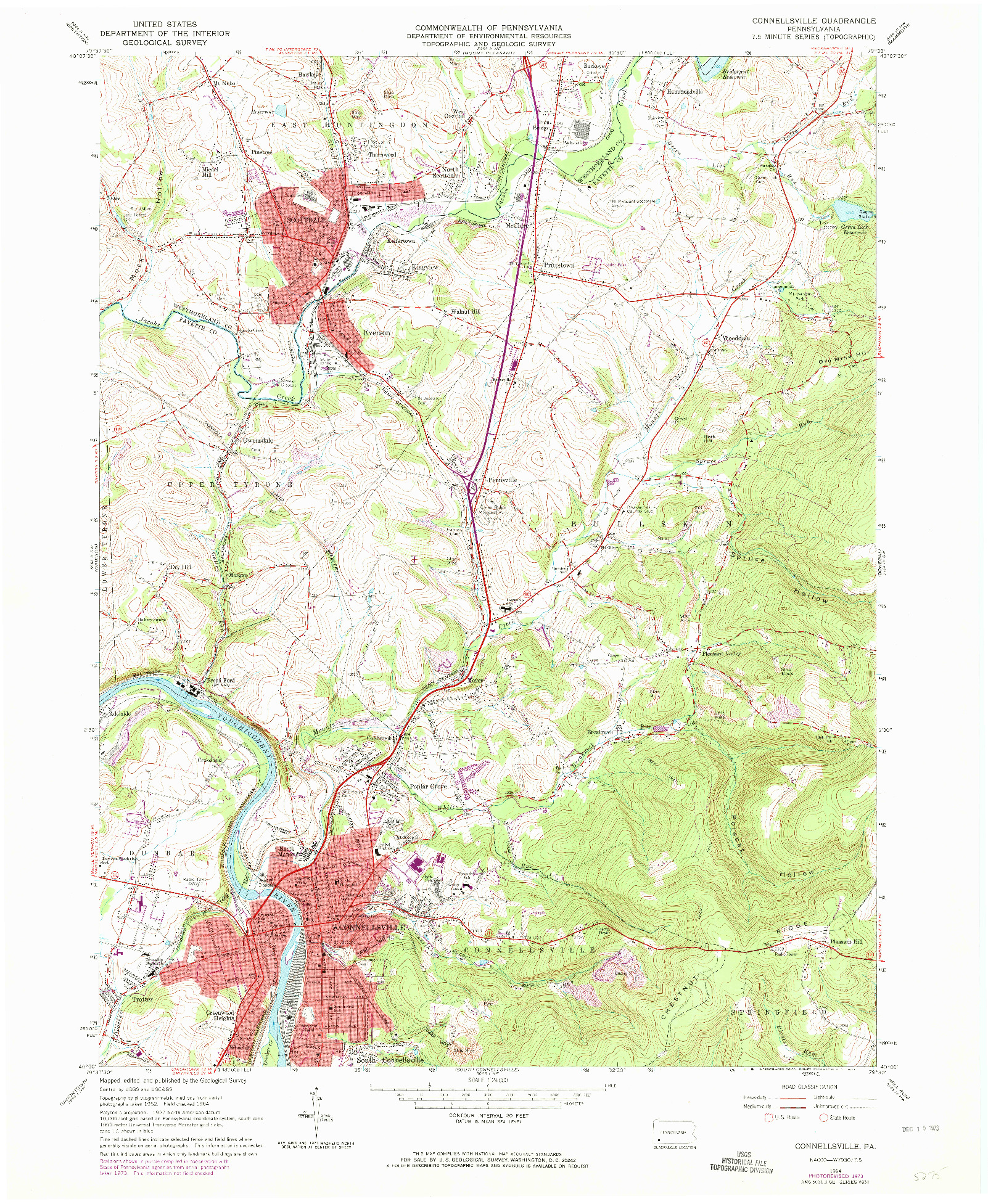 USGS 1:24000-SCALE QUADRANGLE FOR CONNELLSVILLE, PA 1964