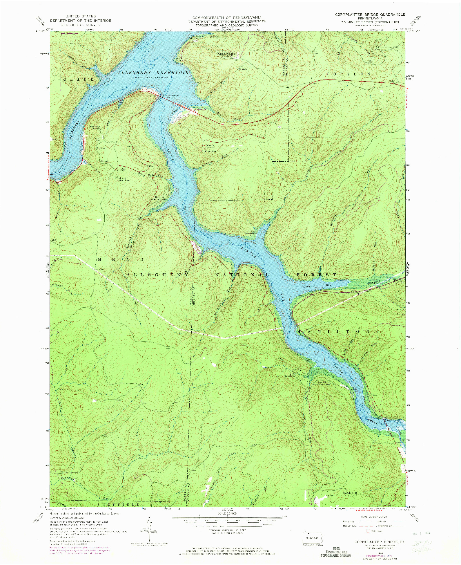 USGS 1:24000-SCALE QUADRANGLE FOR CORNPLANTER BRIDGE, PA 1966