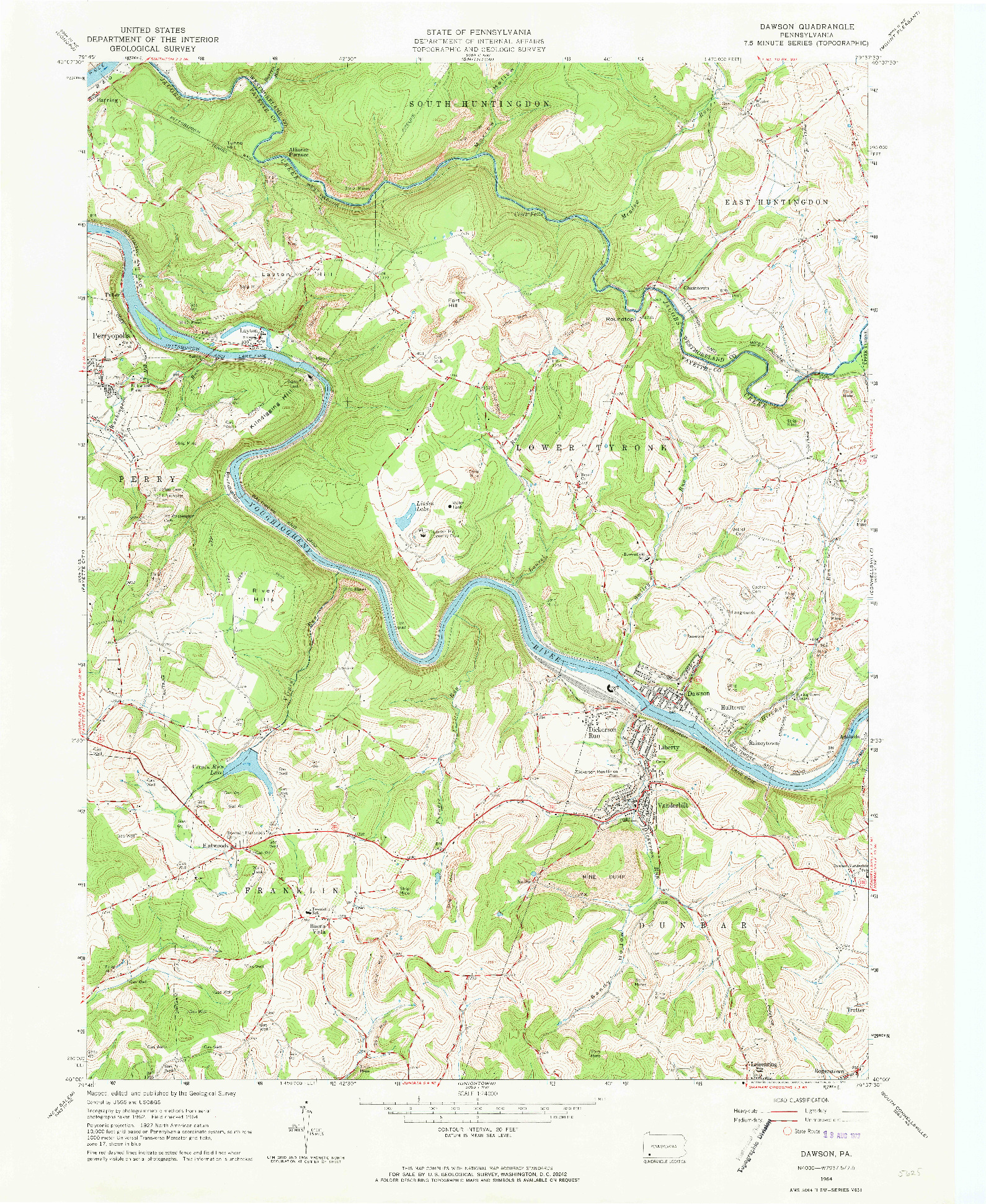 USGS 1:24000-SCALE QUADRANGLE FOR DAWSON, PA 1964
