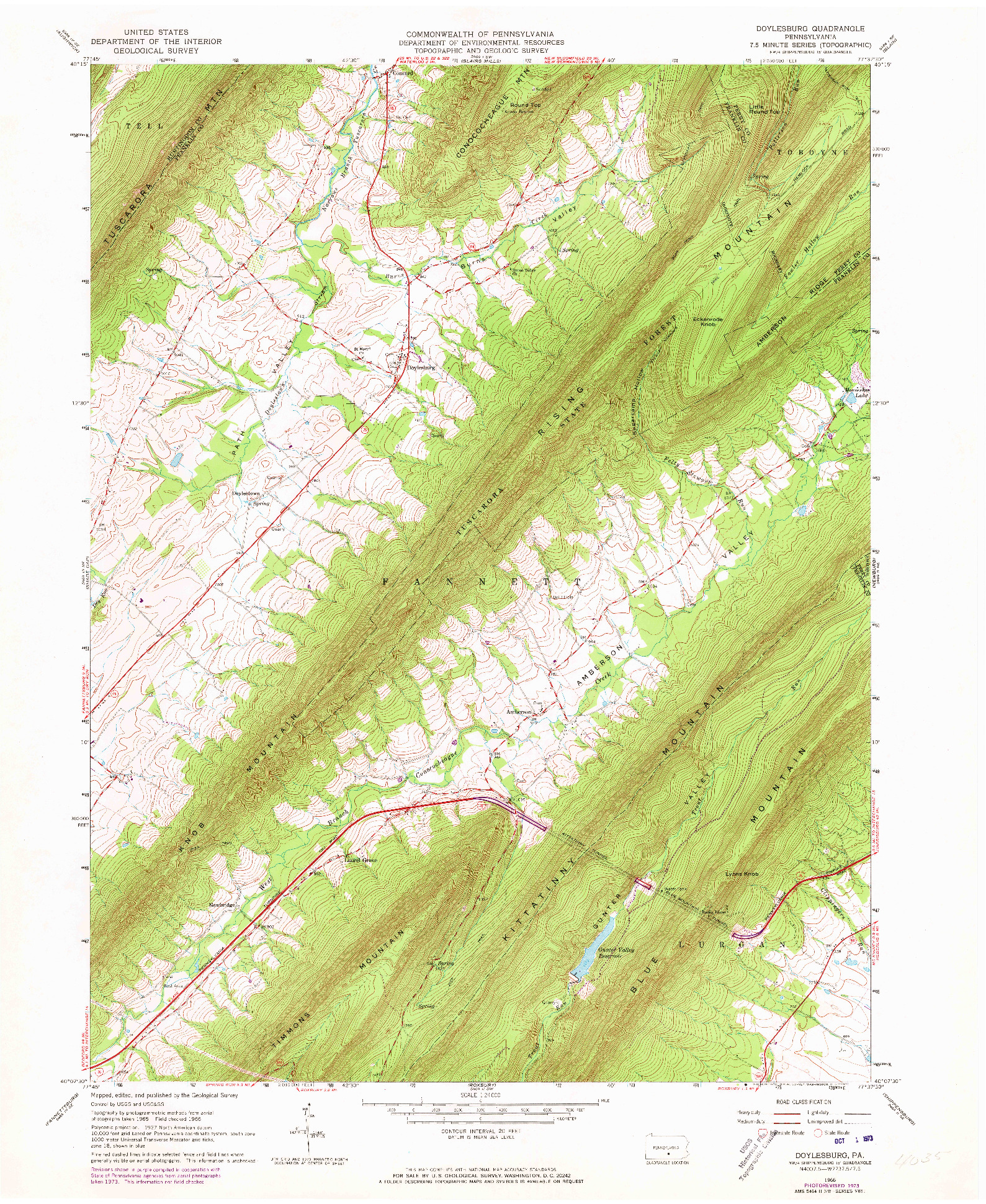 USGS 1:24000-SCALE QUADRANGLE FOR DOYLESBURG, PA 1966