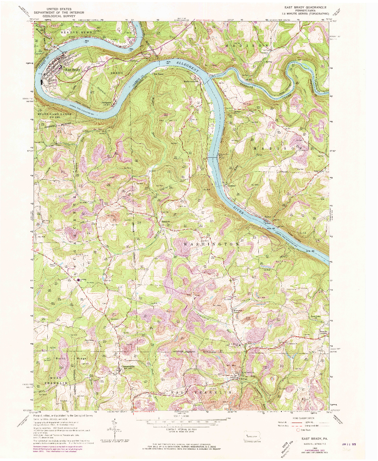 USGS 1:24000-SCALE QUADRANGLE FOR EAST BRADY, PA 1963