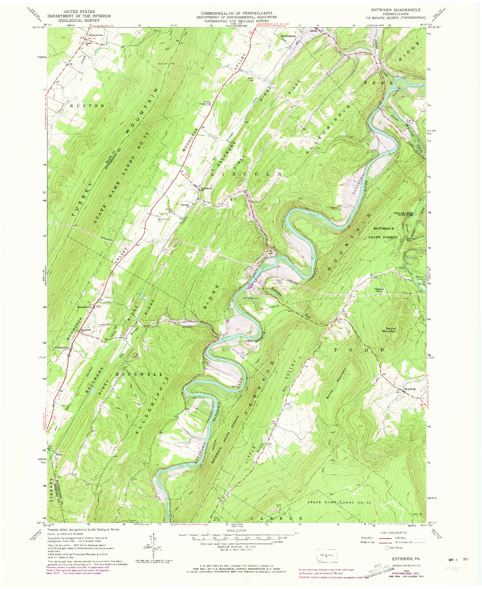 USGS 1:24000-SCALE QUADRANGLE FOR ENTRIKEN, PA 1963