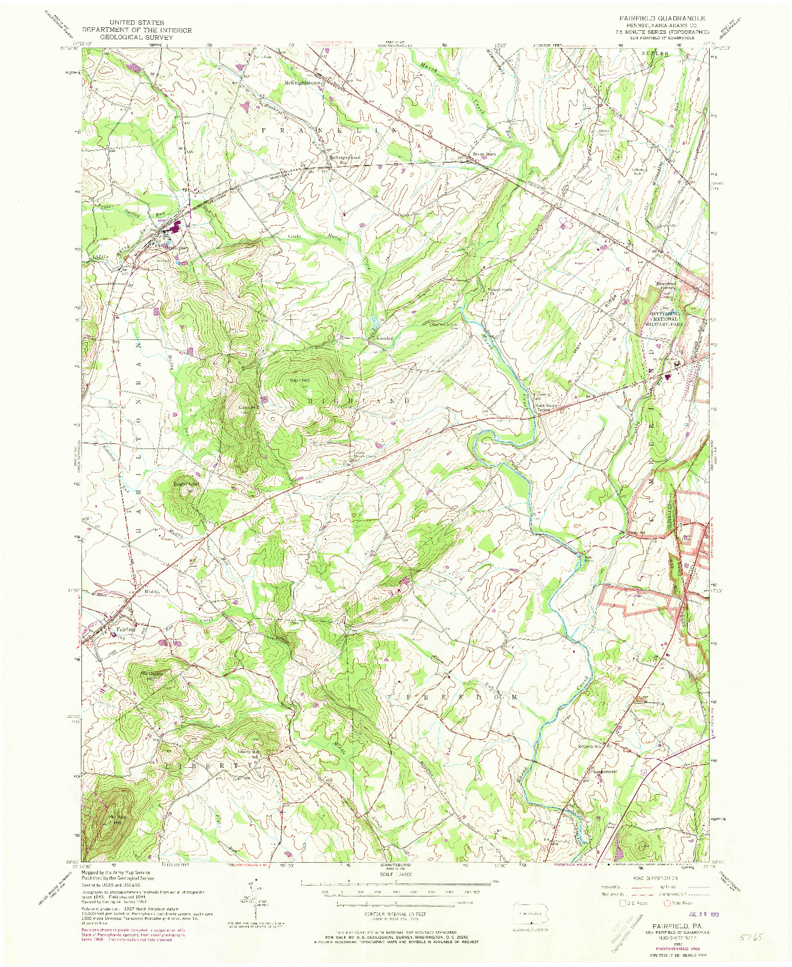 USGS 1:24000-SCALE QUADRANGLE FOR FAIRFIELD, PA 1951
