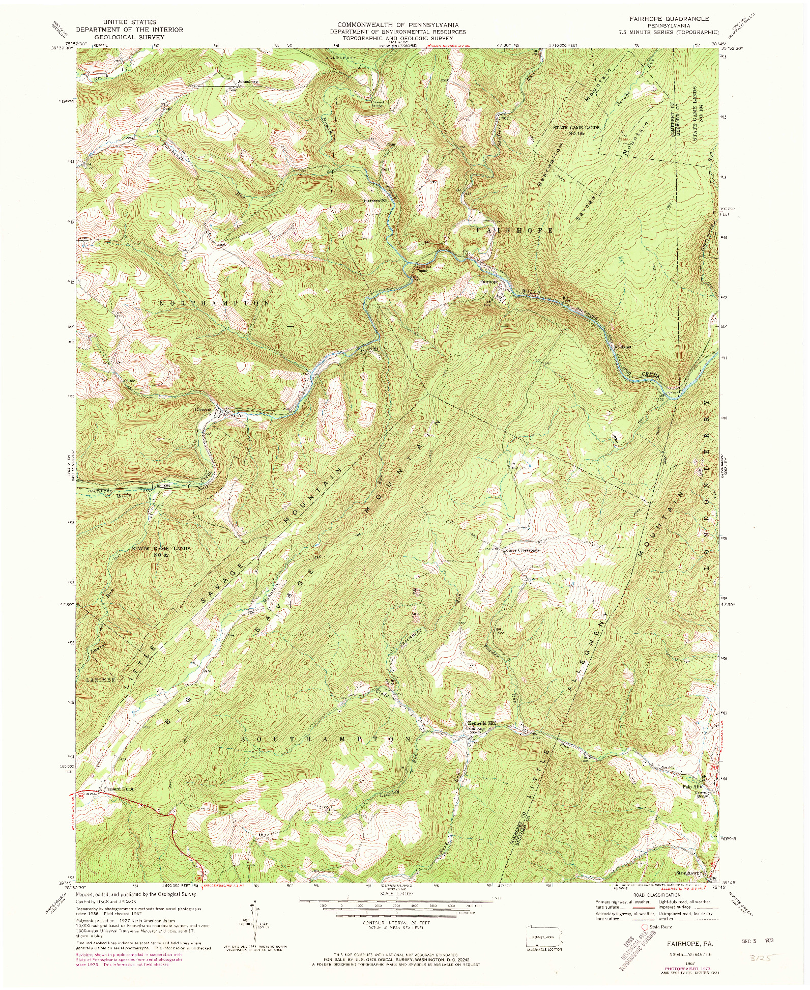 USGS 1:24000-SCALE QUADRANGLE FOR FAIRHOPE, PA 1967