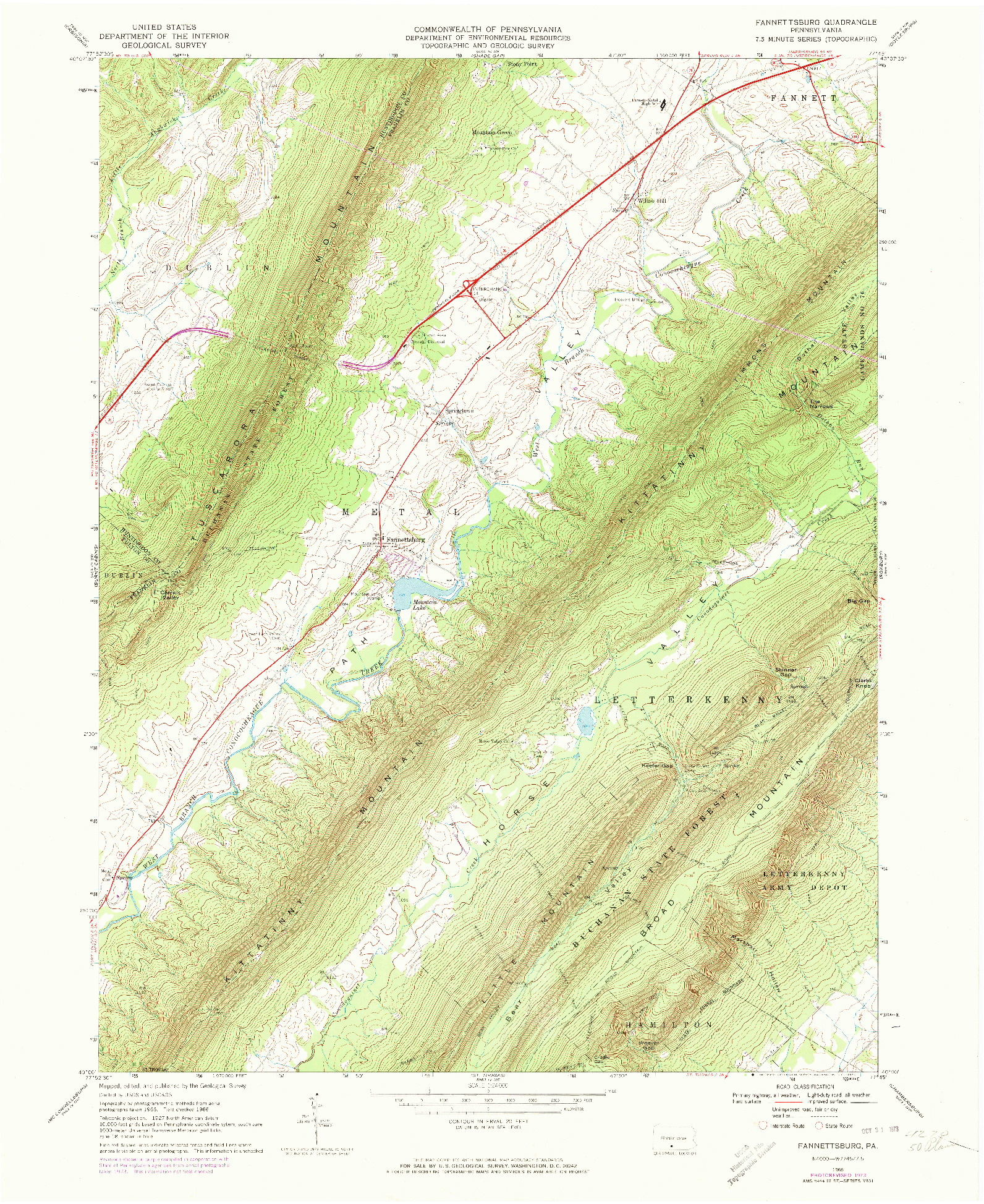 USGS 1:24000-SCALE QUADRANGLE FOR FANNETTSBURG, PA 1966