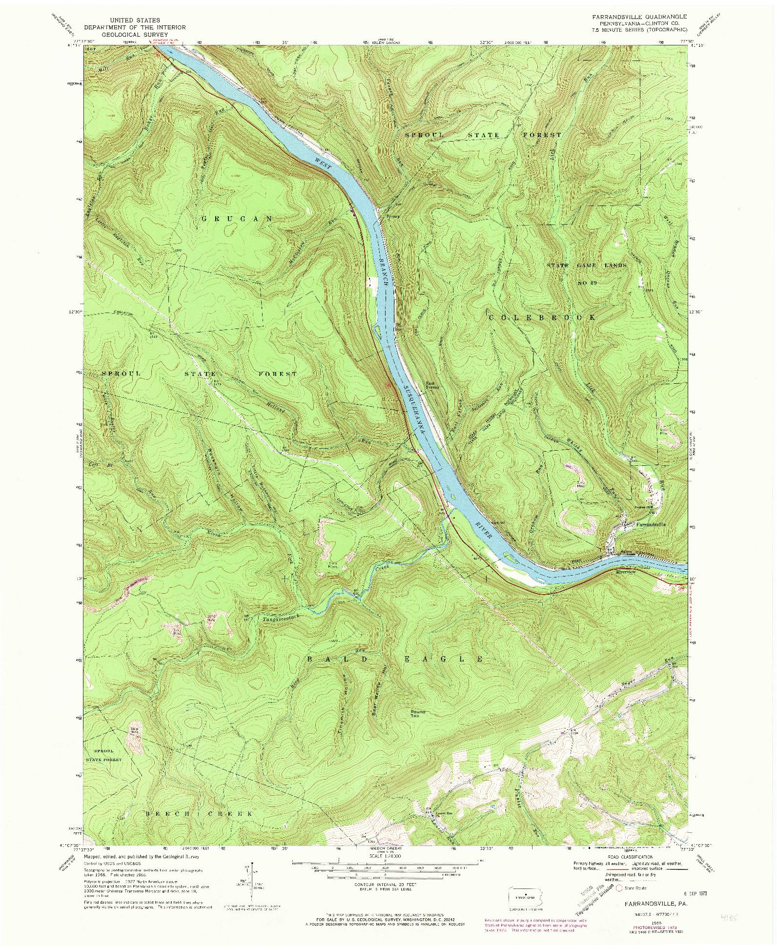 USGS 1:24000-SCALE QUADRANGLE FOR FARRANDSVILLE, PA 1966