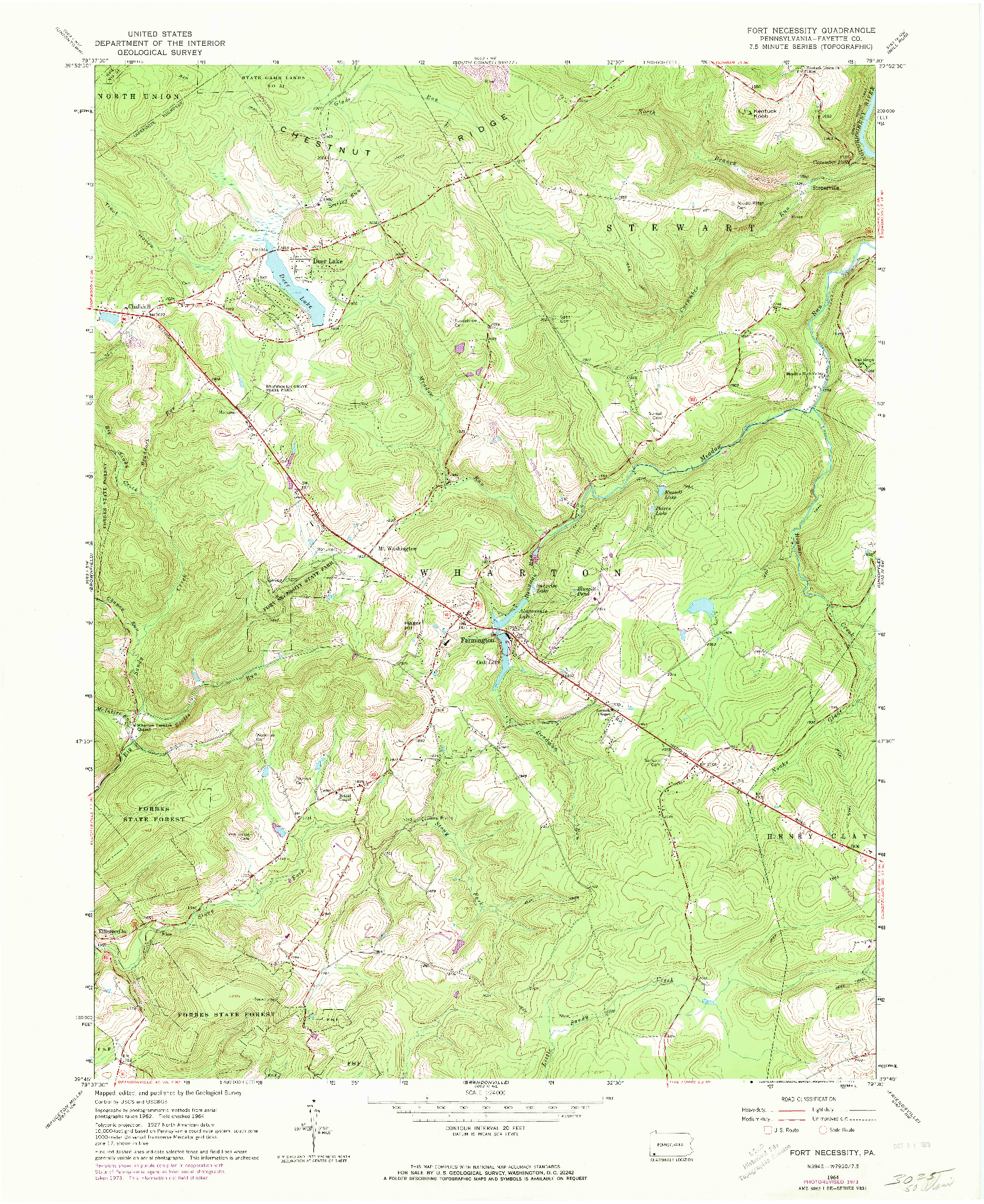 USGS 1:24000-SCALE QUADRANGLE FOR FORT NECESSITY, PA 1964