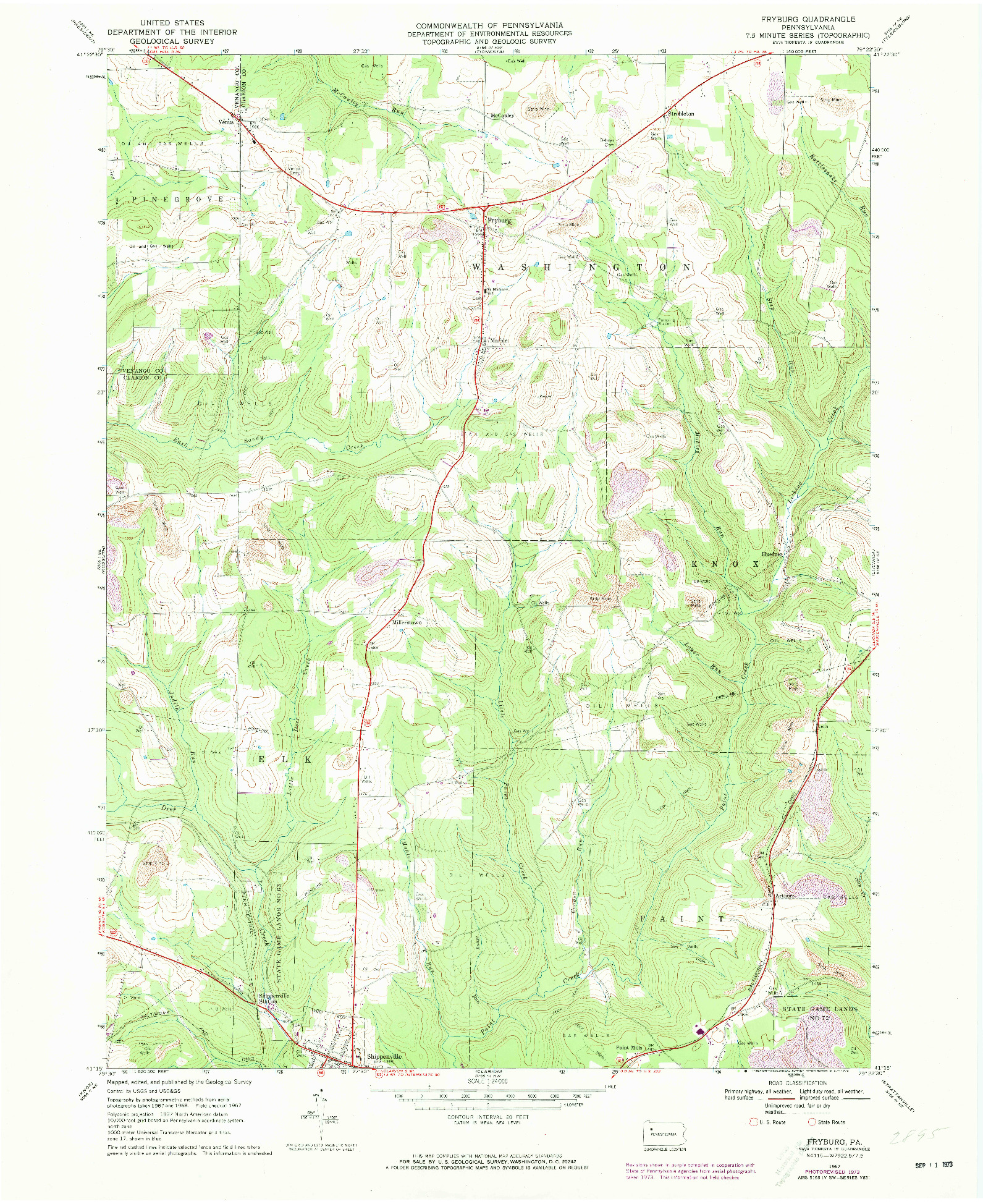 USGS 1:24000-SCALE QUADRANGLE FOR FRYBURG, PA 1967