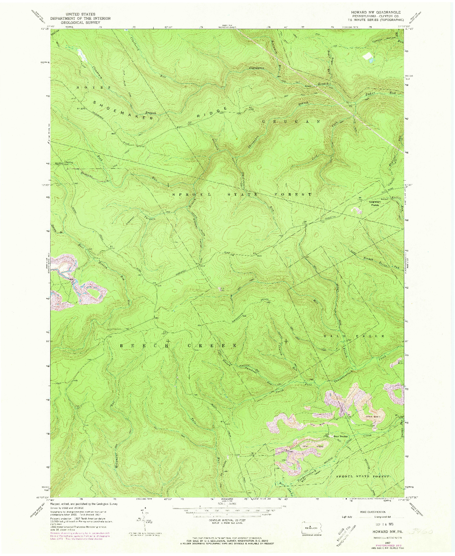 USGS 1:24000-SCALE QUADRANGLE FOR HOWARD NW, PA 1967