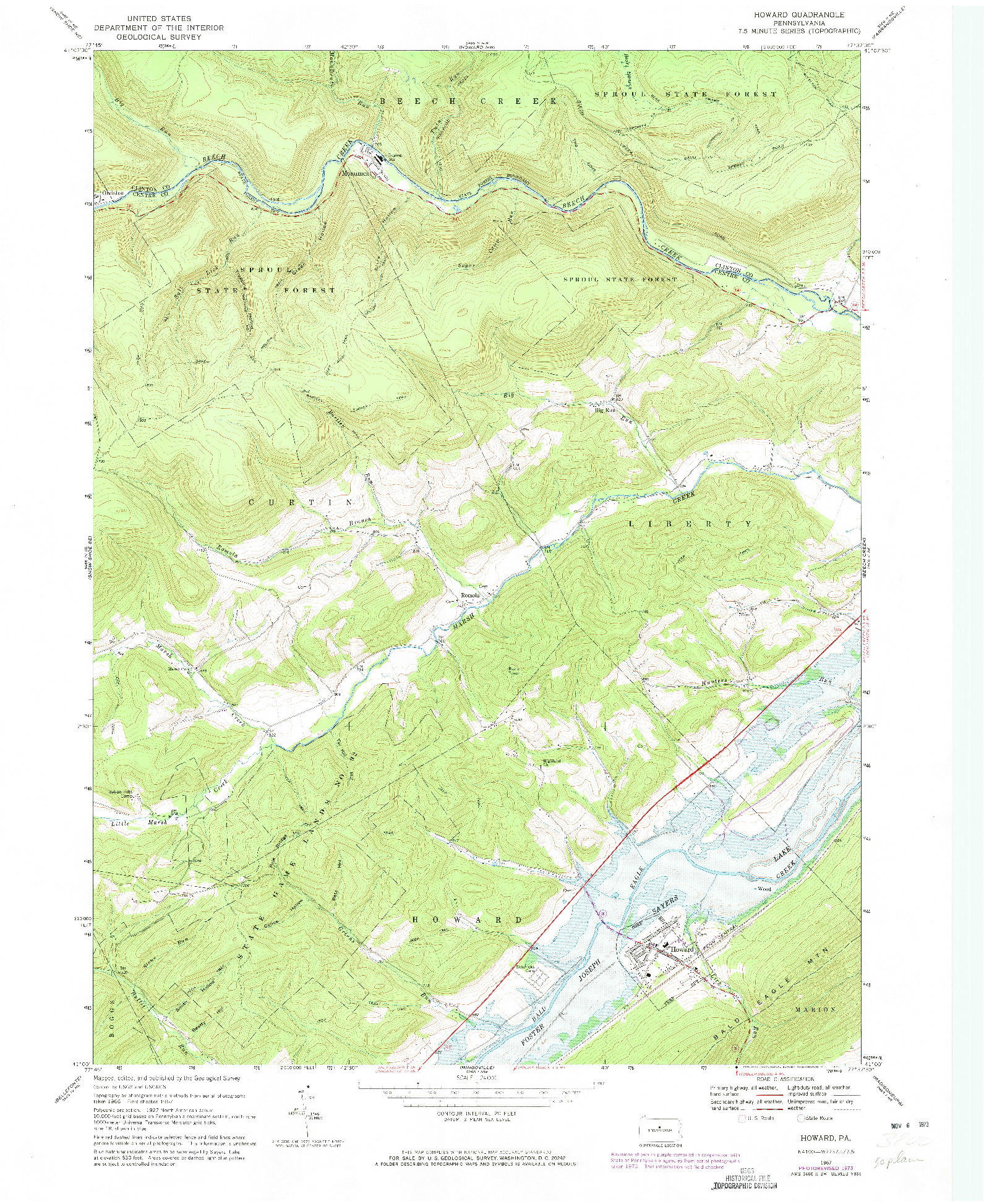 USGS 1:24000-SCALE QUADRANGLE FOR HOWARD, PA 1967