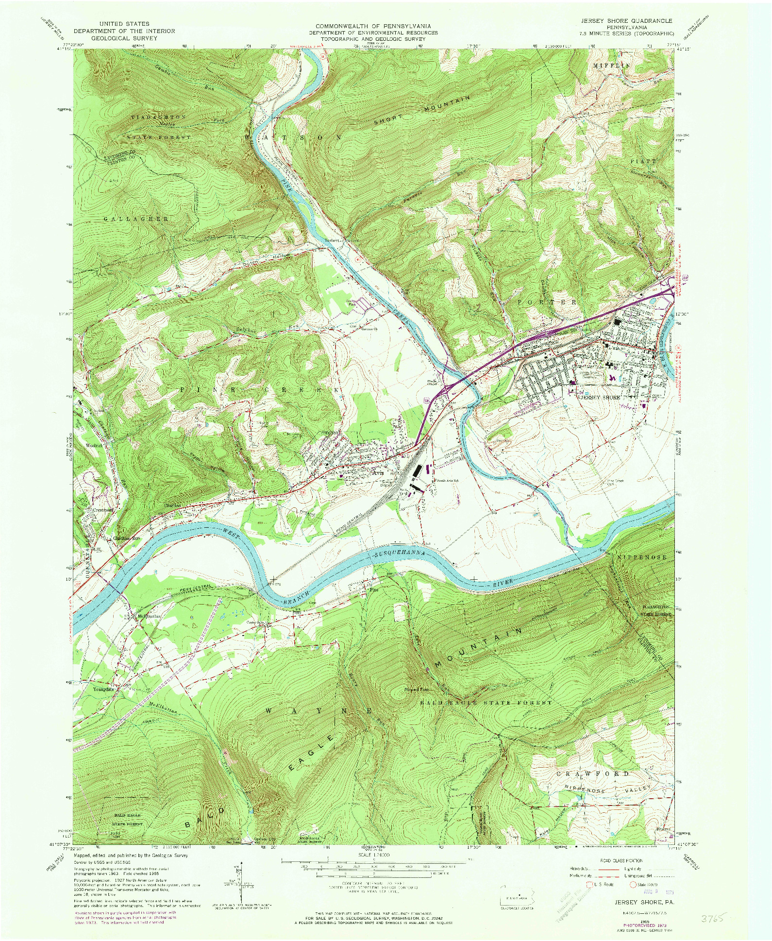 USGS 1:24000-SCALE QUADRANGLE FOR JERSEY SHORE, PA 1965