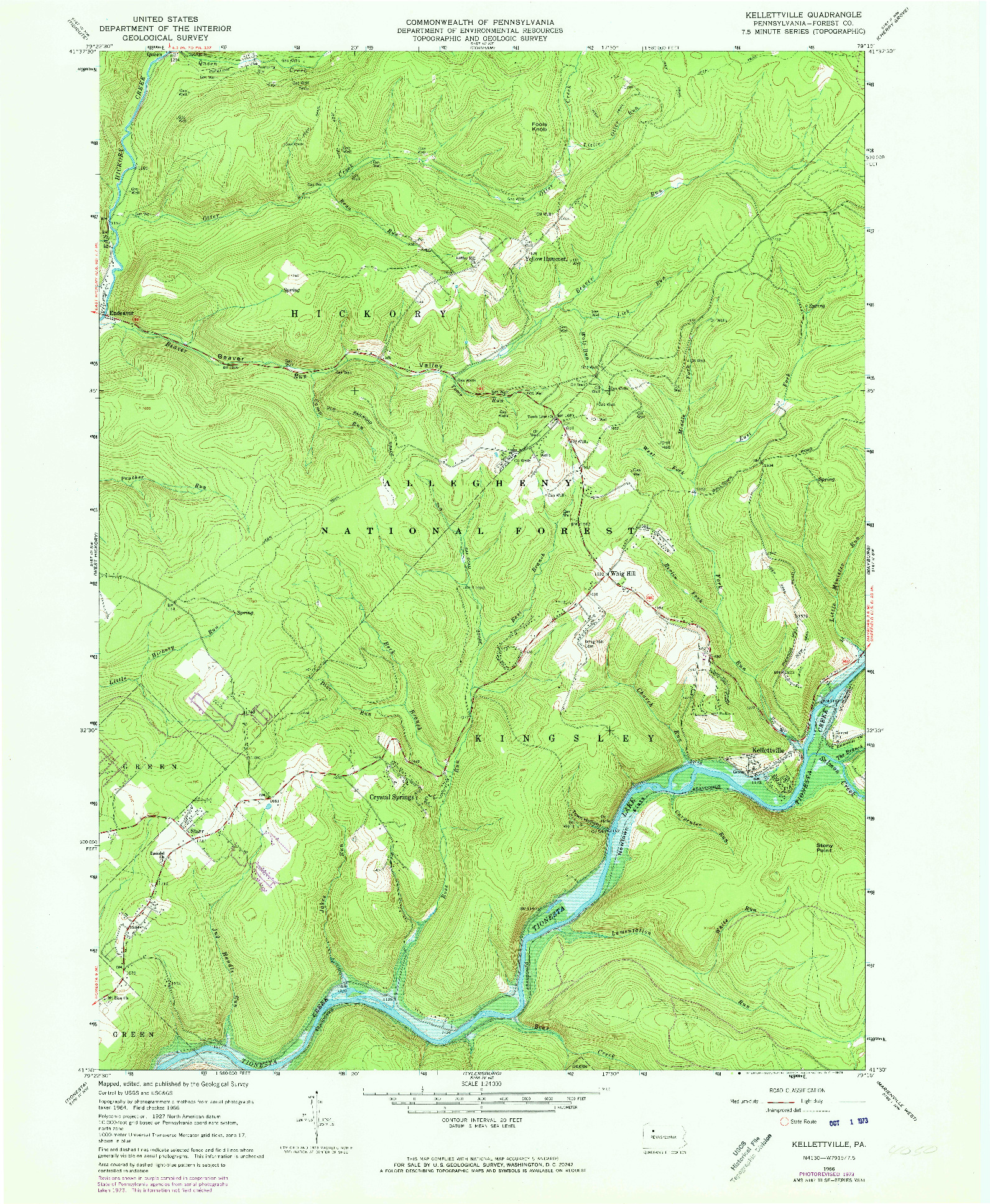 USGS 1:24000-SCALE QUADRANGLE FOR KELLETTEVILLE, PA 1966