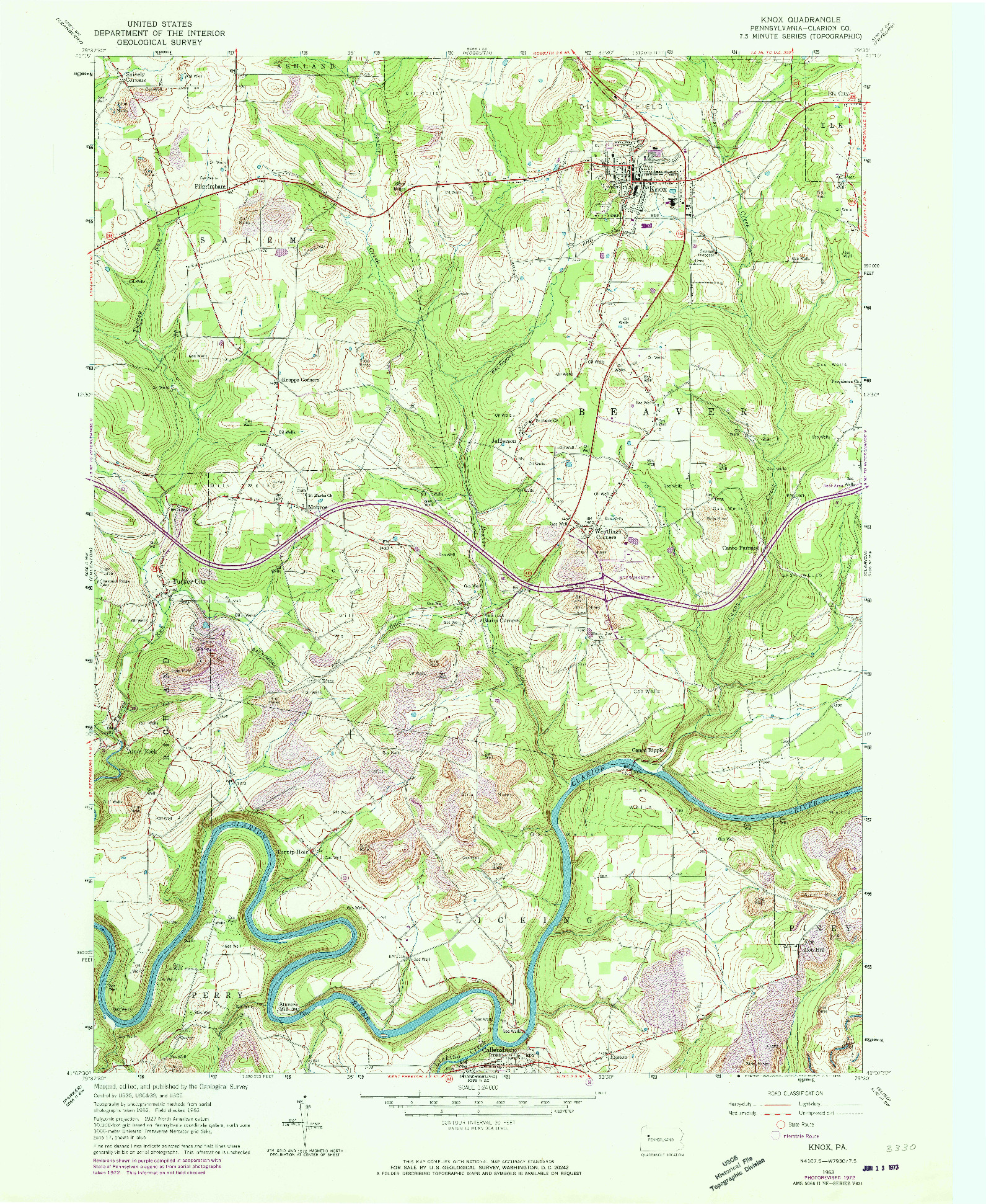 USGS 1:24000-SCALE QUADRANGLE FOR KNOX, PA 1963