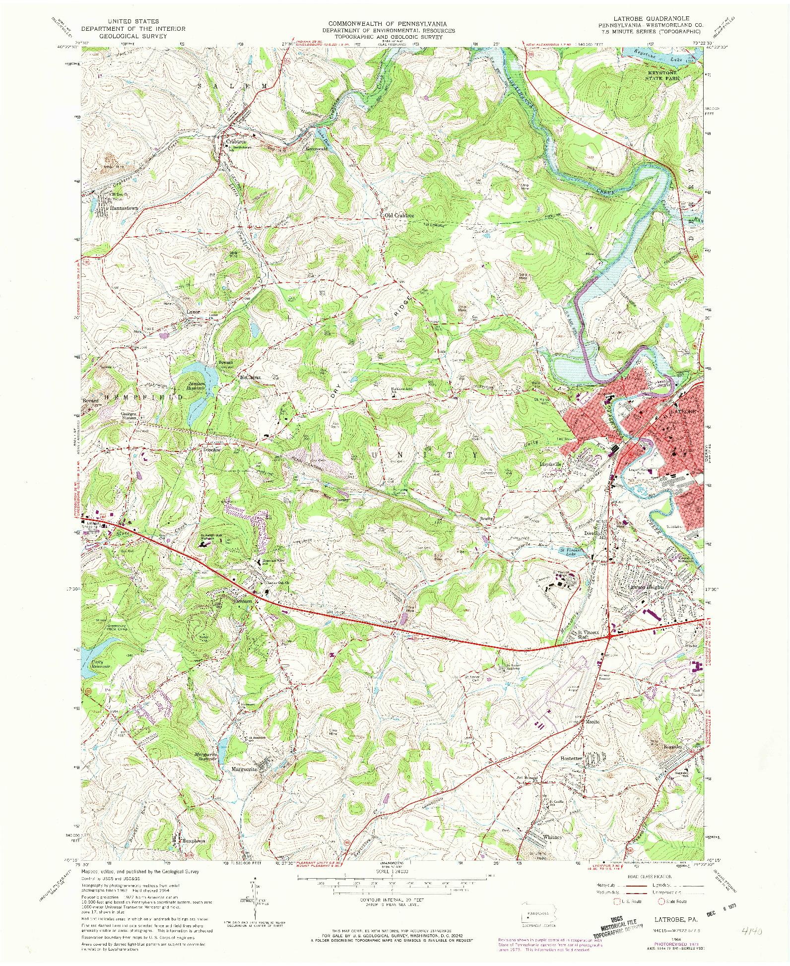 USGS 1:24000-SCALE QUADRANGLE FOR LATROBE, PA 1964