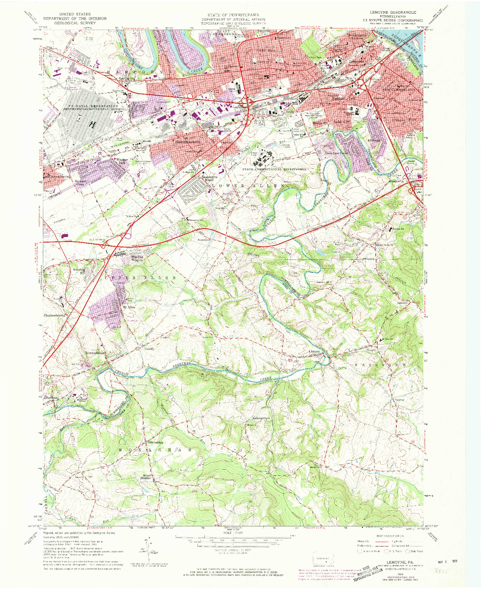 USGS 1:24000-SCALE QUADRANGLE FOR LEMOYNE, PA 1963