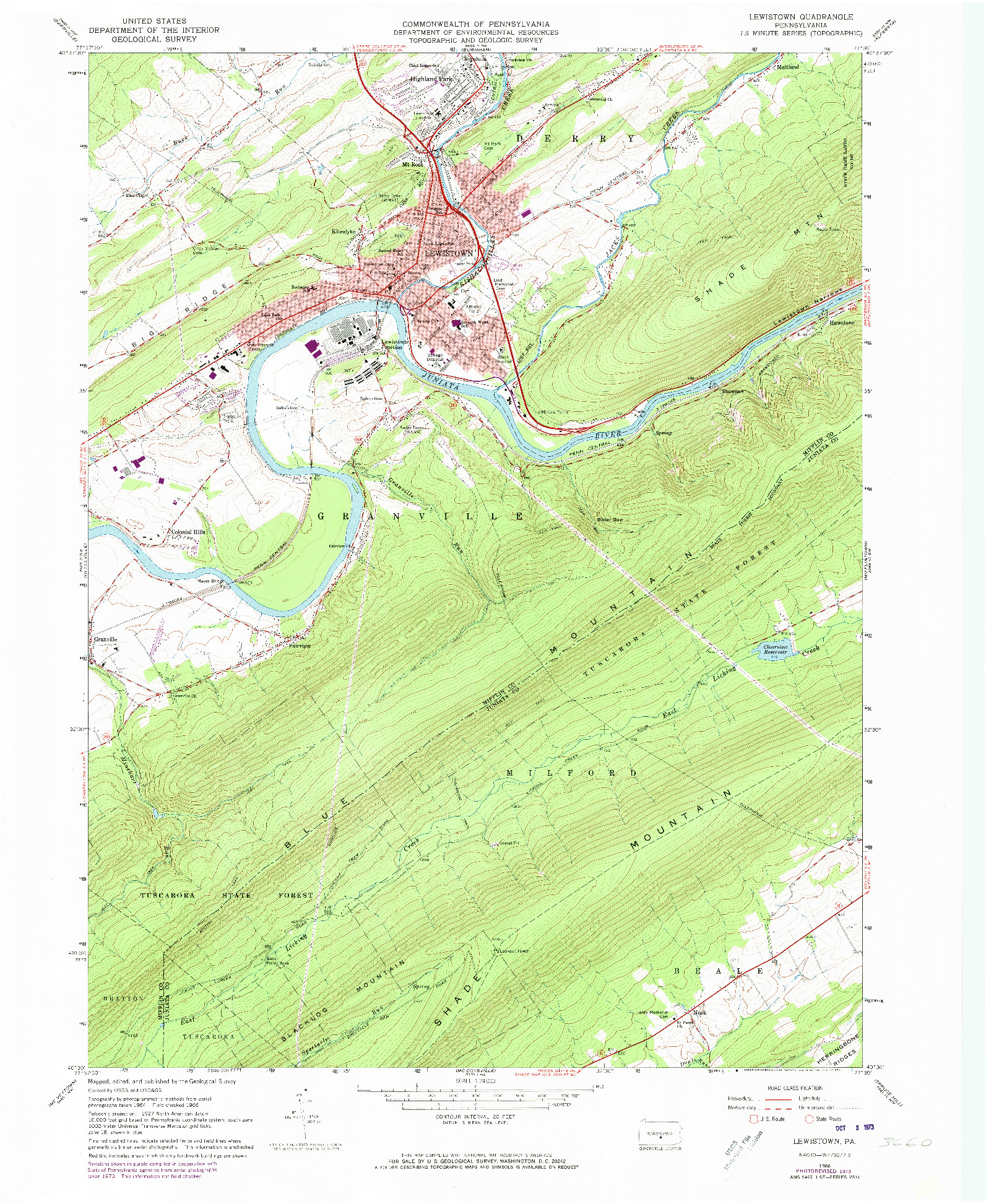 USGS 1:24000-SCALE QUADRANGLE FOR LEWISTOWN, PA 1966