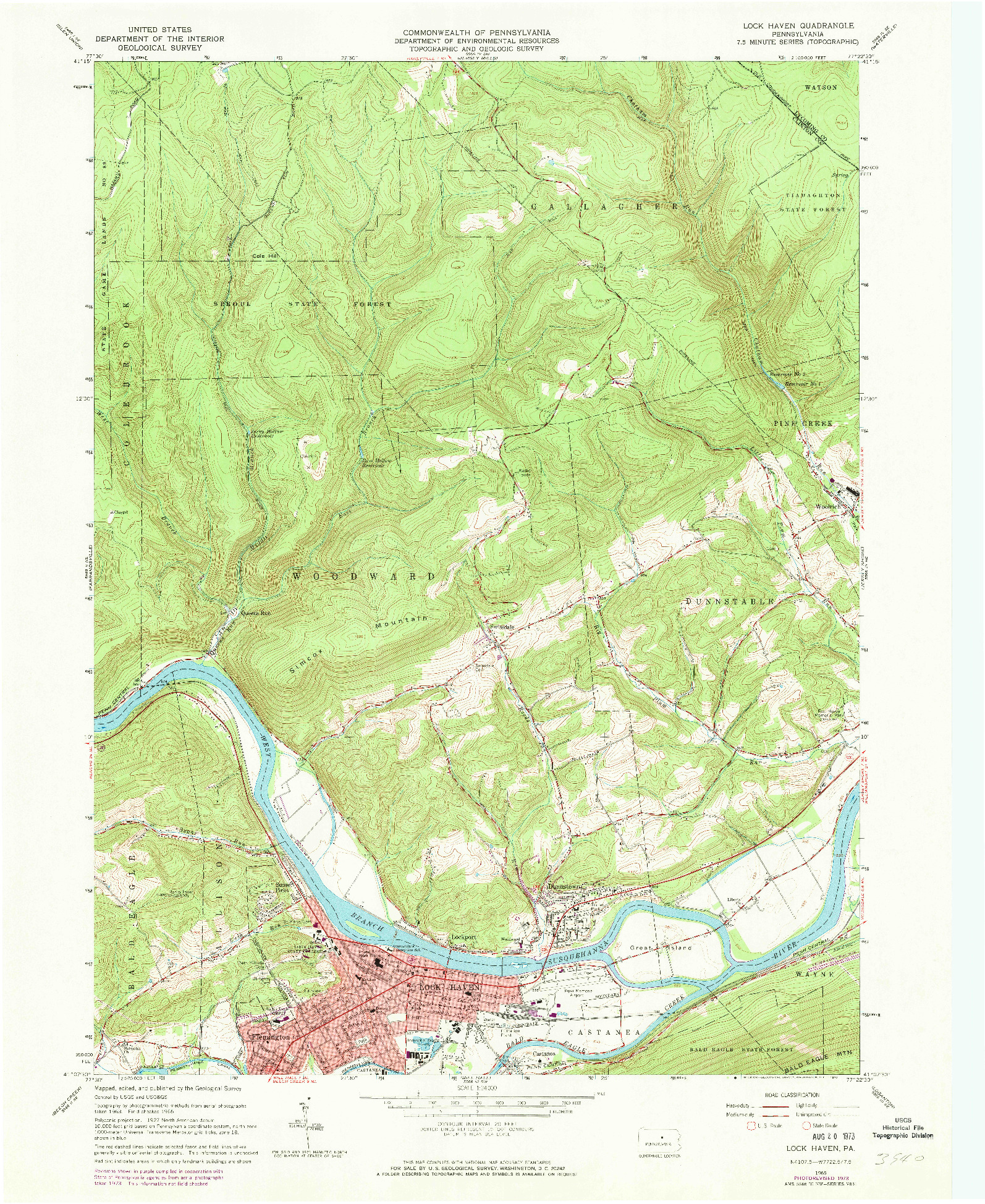 USGS 1:24000-SCALE QUADRANGLE FOR LOCK HAVEN, PA 1965