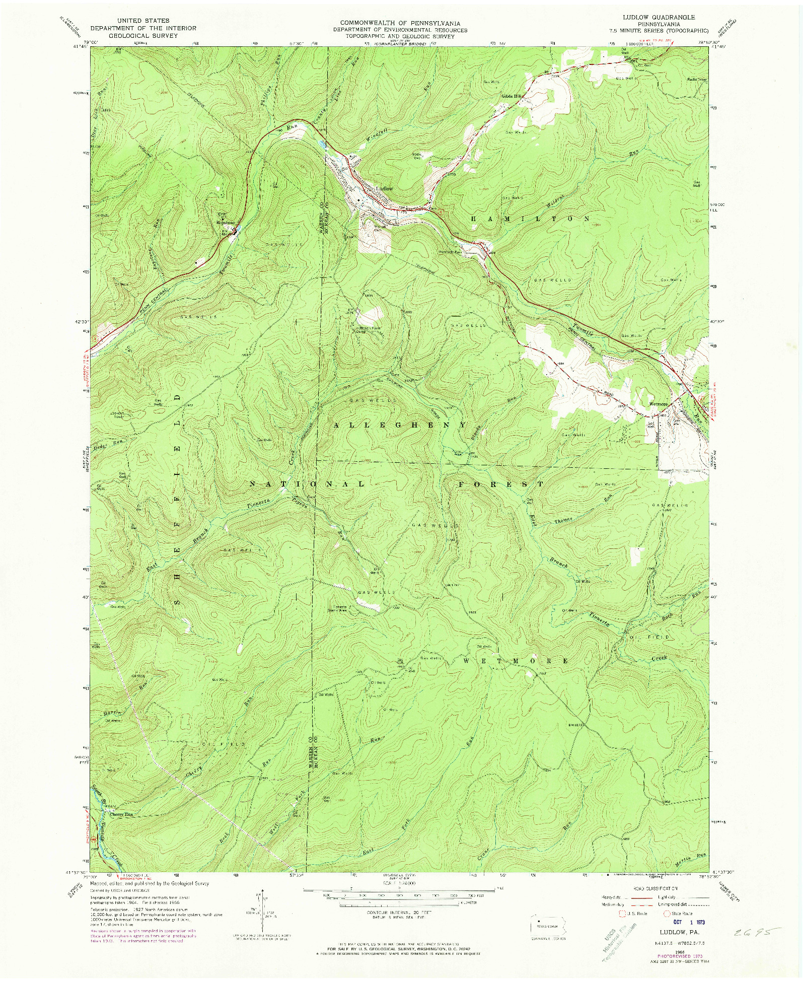 USGS 1:24000-SCALE QUADRANGLE FOR LUDLOW, PA 1966