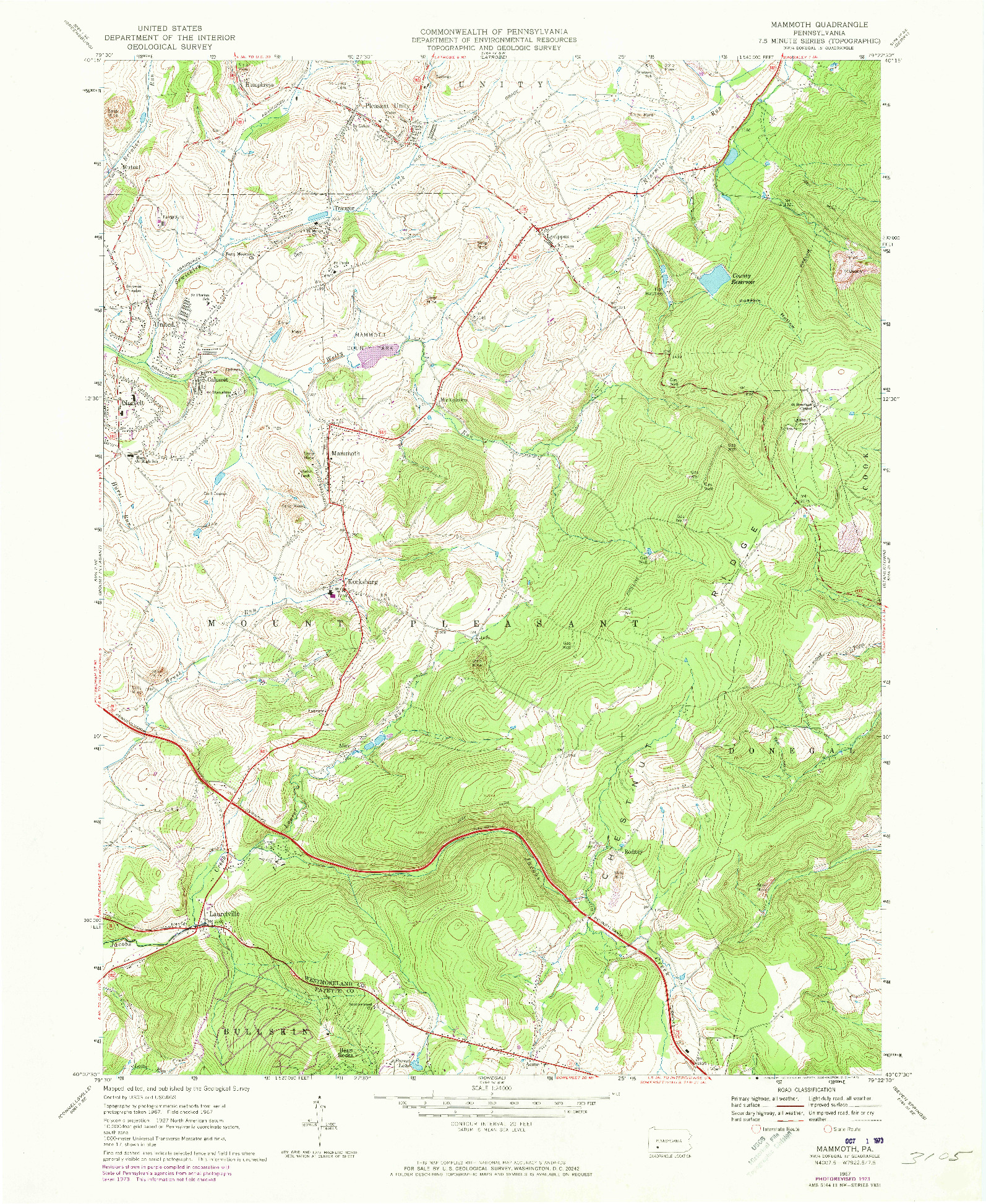 USGS 1:24000-SCALE QUADRANGLE FOR MAMMOTH, PA 1967