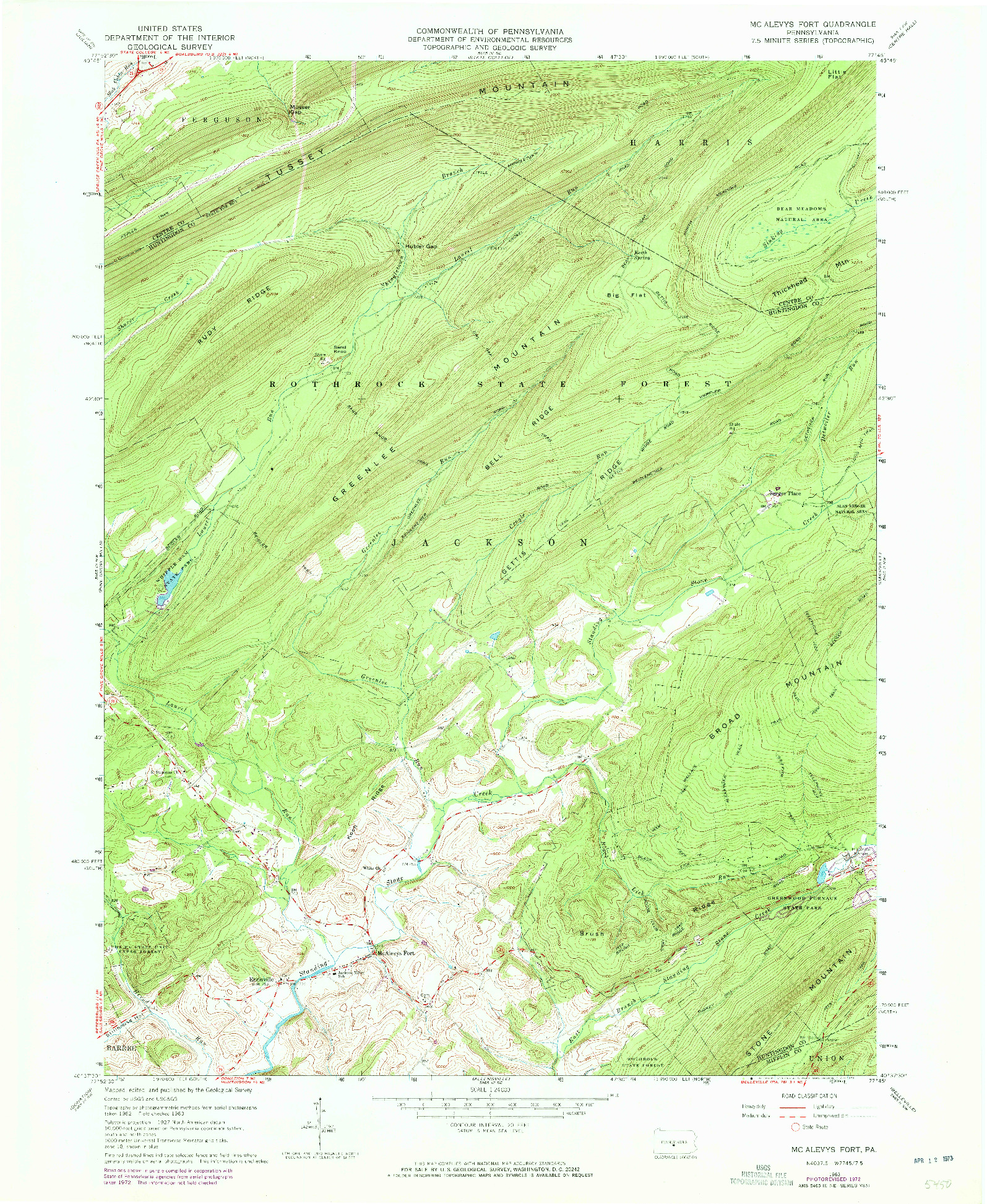 USGS 1:24000-SCALE QUADRANGLE FOR MC ALEVYS FORT, PA 1963