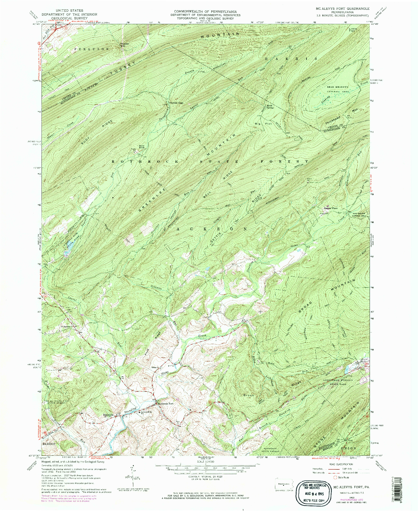 USGS 1:24000-SCALE QUADRANGLE FOR MC ALEVYS FORT, PA 1963