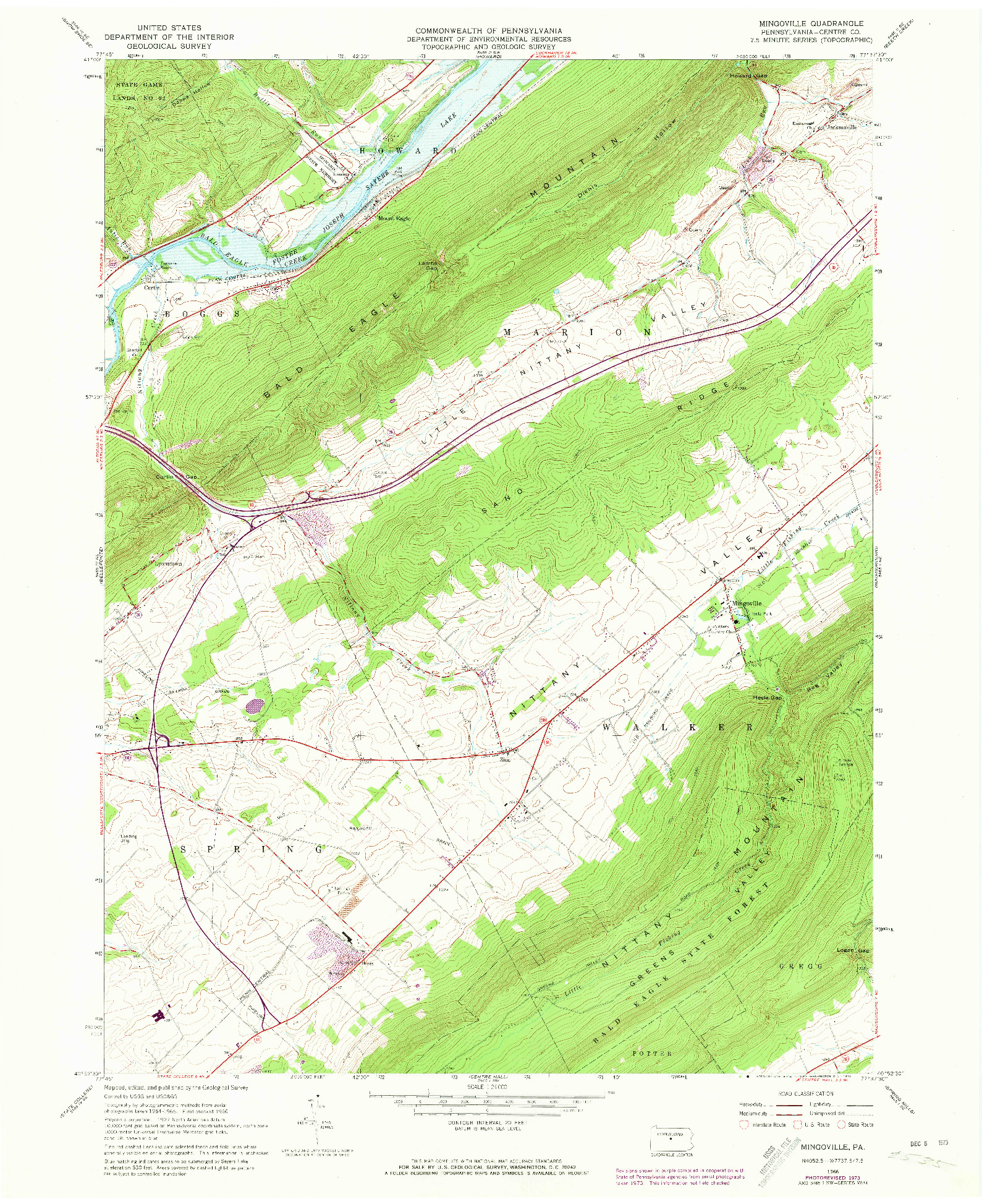 USGS 1:24000-SCALE QUADRANGLE FOR MINGOVILLE, PA 1966