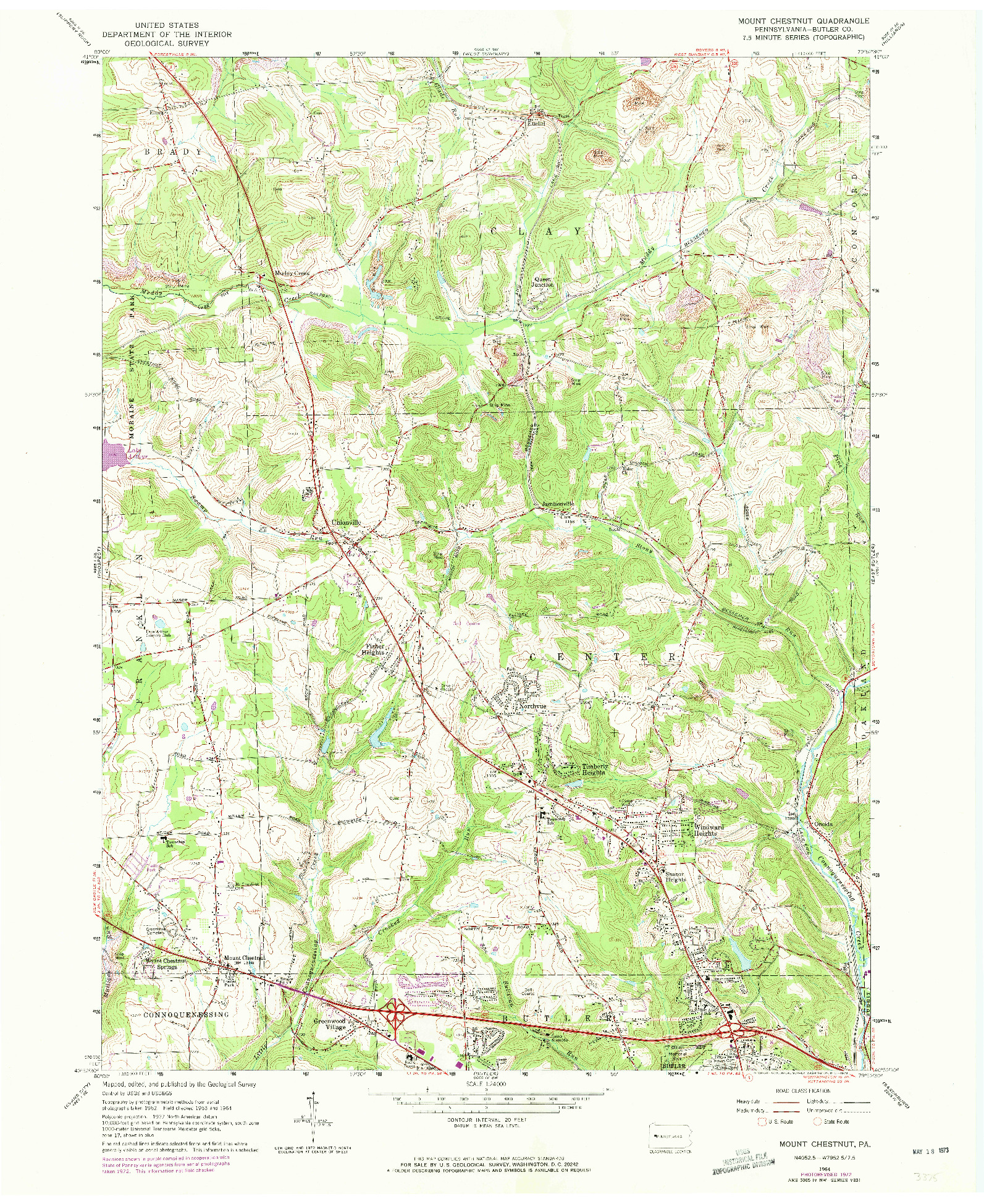 USGS 1:24000-SCALE QUADRANGLE FOR MOUNT CHESTNUT, PA 1964