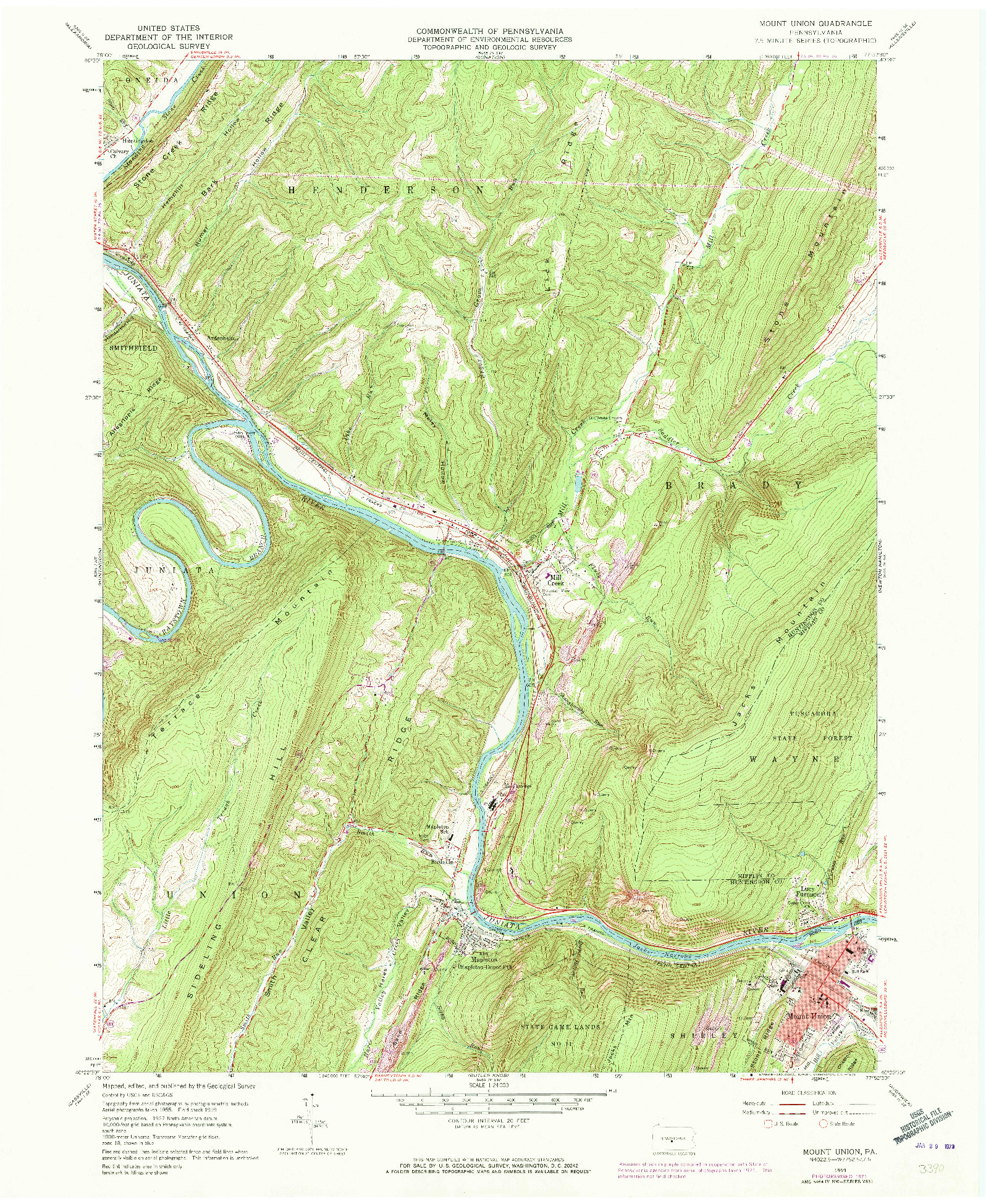 USGS 1:24000-SCALE QUADRANGLE FOR MOUNT UNION, PA 1959