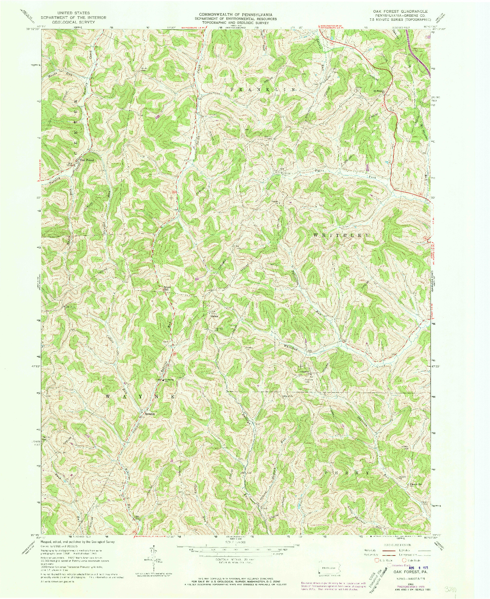 USGS 1:24000-SCALE QUADRANGLE FOR OAK FOREST, PA 1961