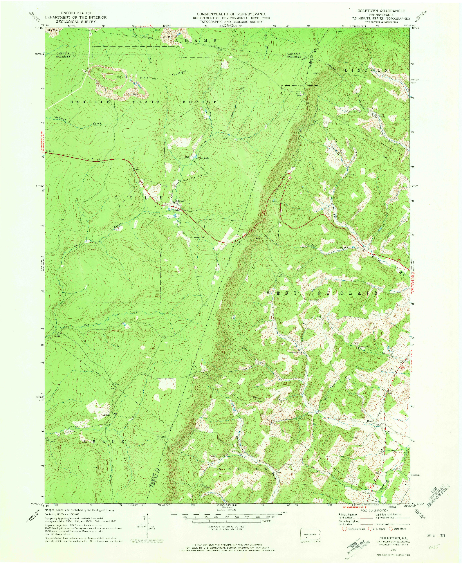 USGS 1:24000-SCALE QUADRANGLE FOR OGLETOWN, PA 1971