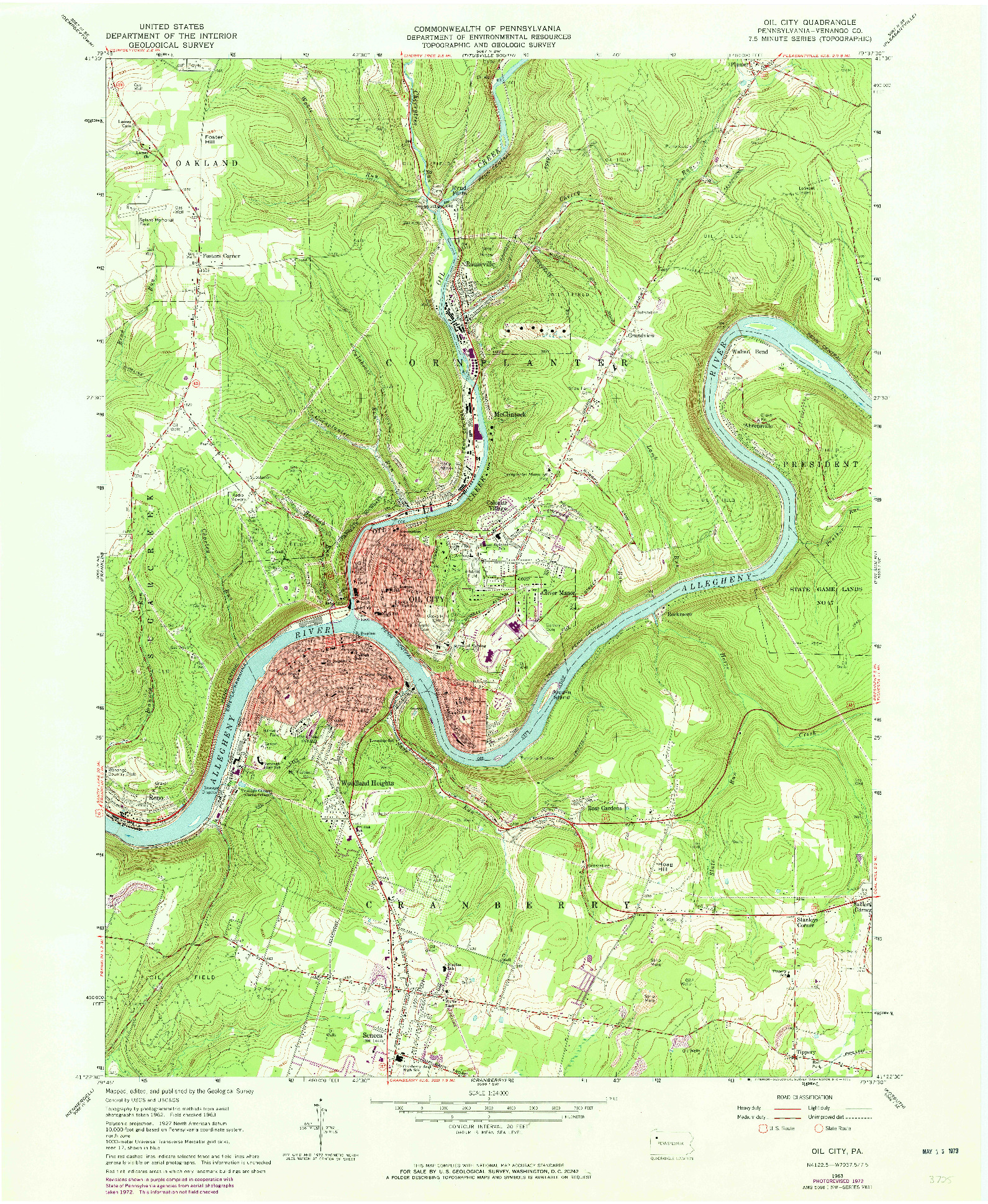 USGS 1:24000-SCALE QUADRANGLE FOR OIL CITY, PA 1963
