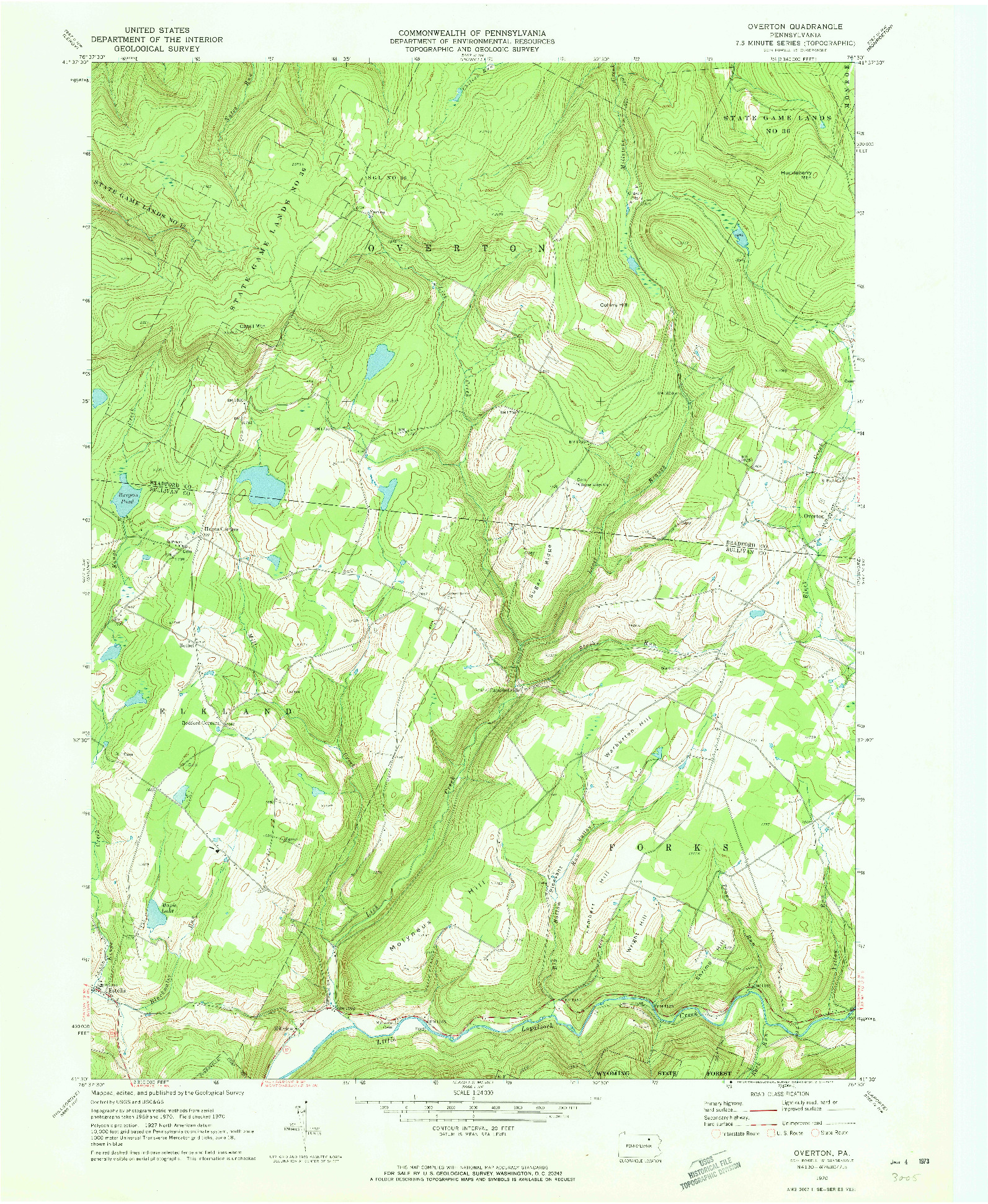 USGS 1:24000-SCALE QUADRANGLE FOR OVERTON, PA 1970