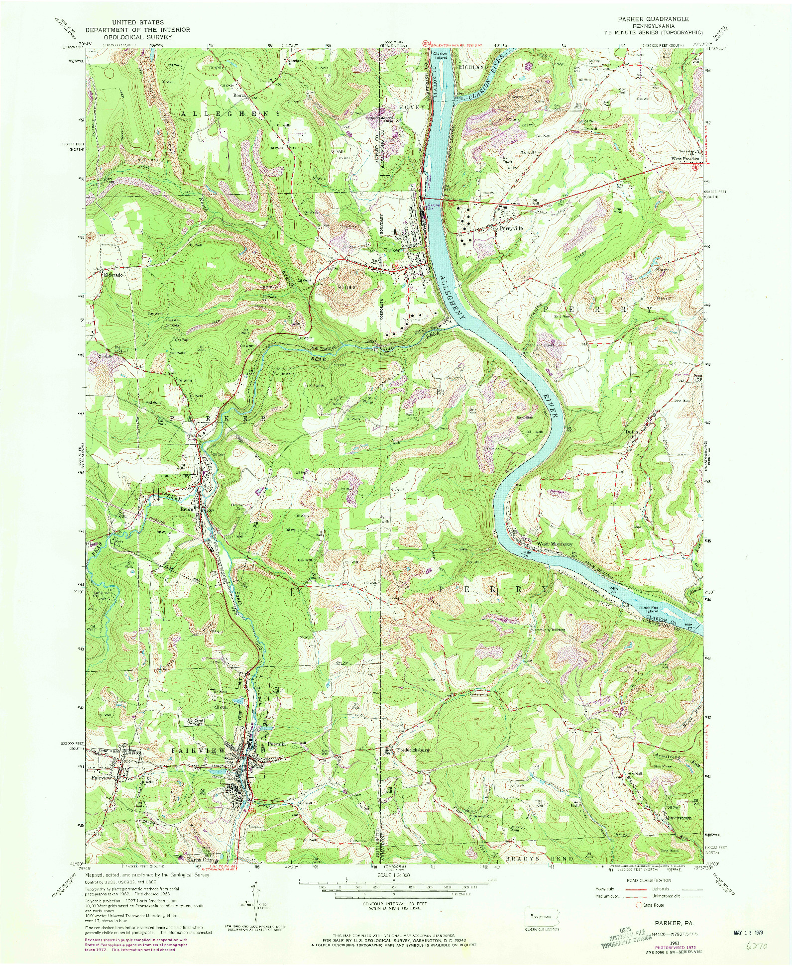 USGS 1:24000-SCALE QUADRANGLE FOR PARKER, PA 1963