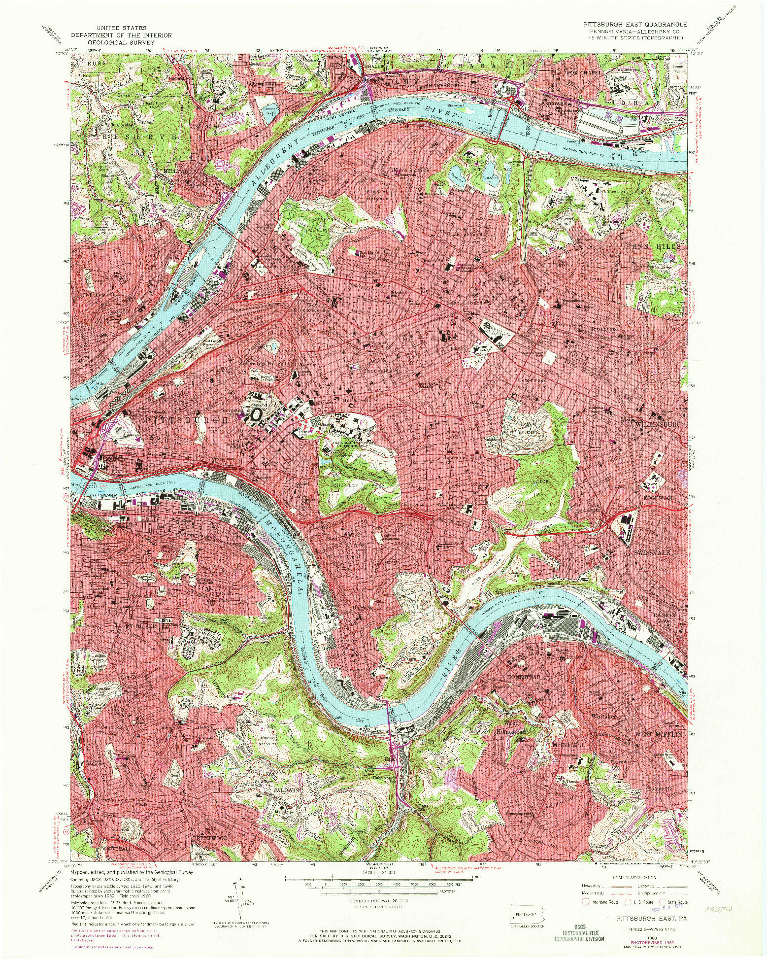 USGS 1:24000-SCALE QUADRANGLE FOR PITTSBURGH EAST, PA 1960