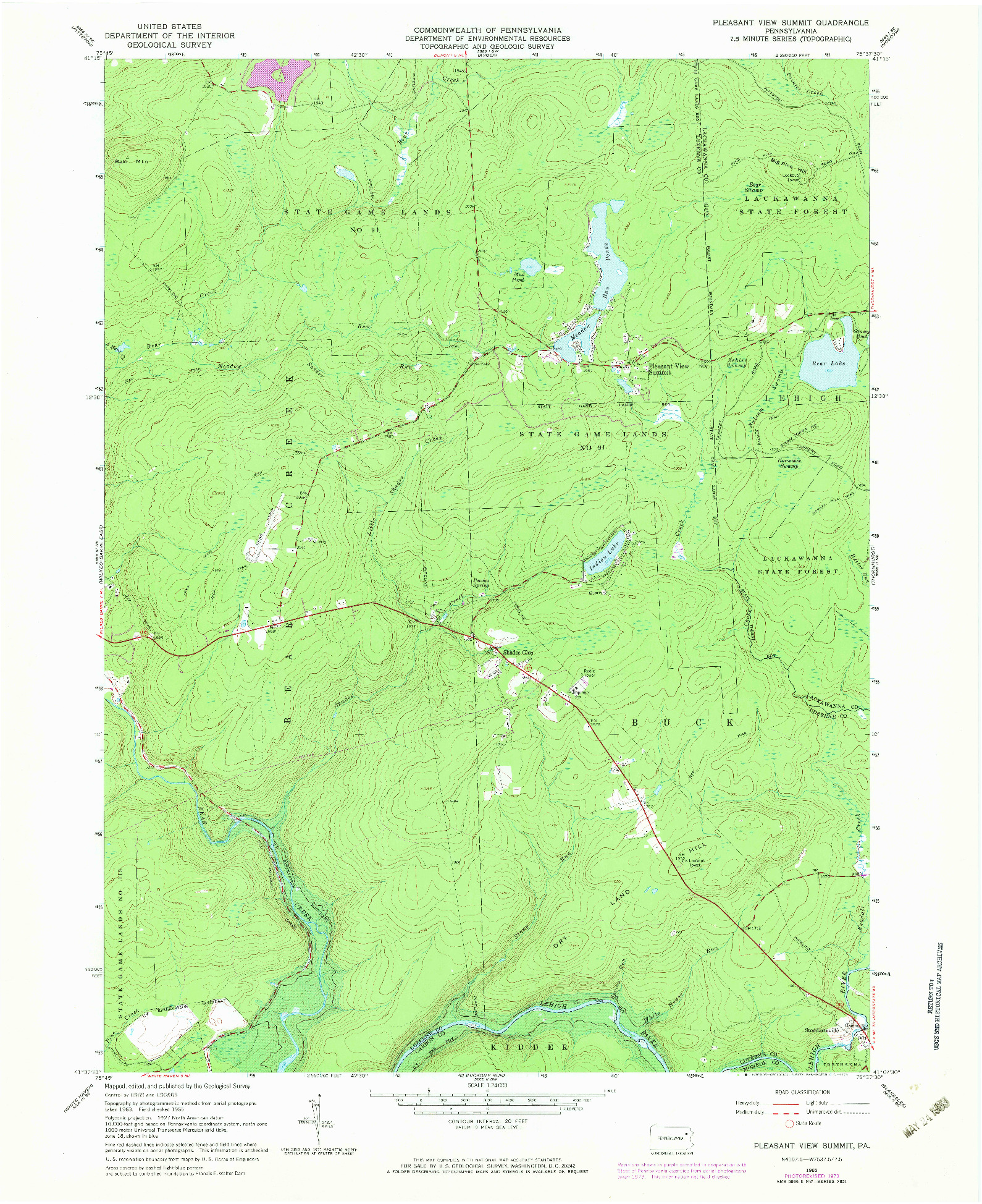 USGS 1:24000-SCALE QUADRANGLE FOR PLEASANT VIEW SUMMIT, PA 1965