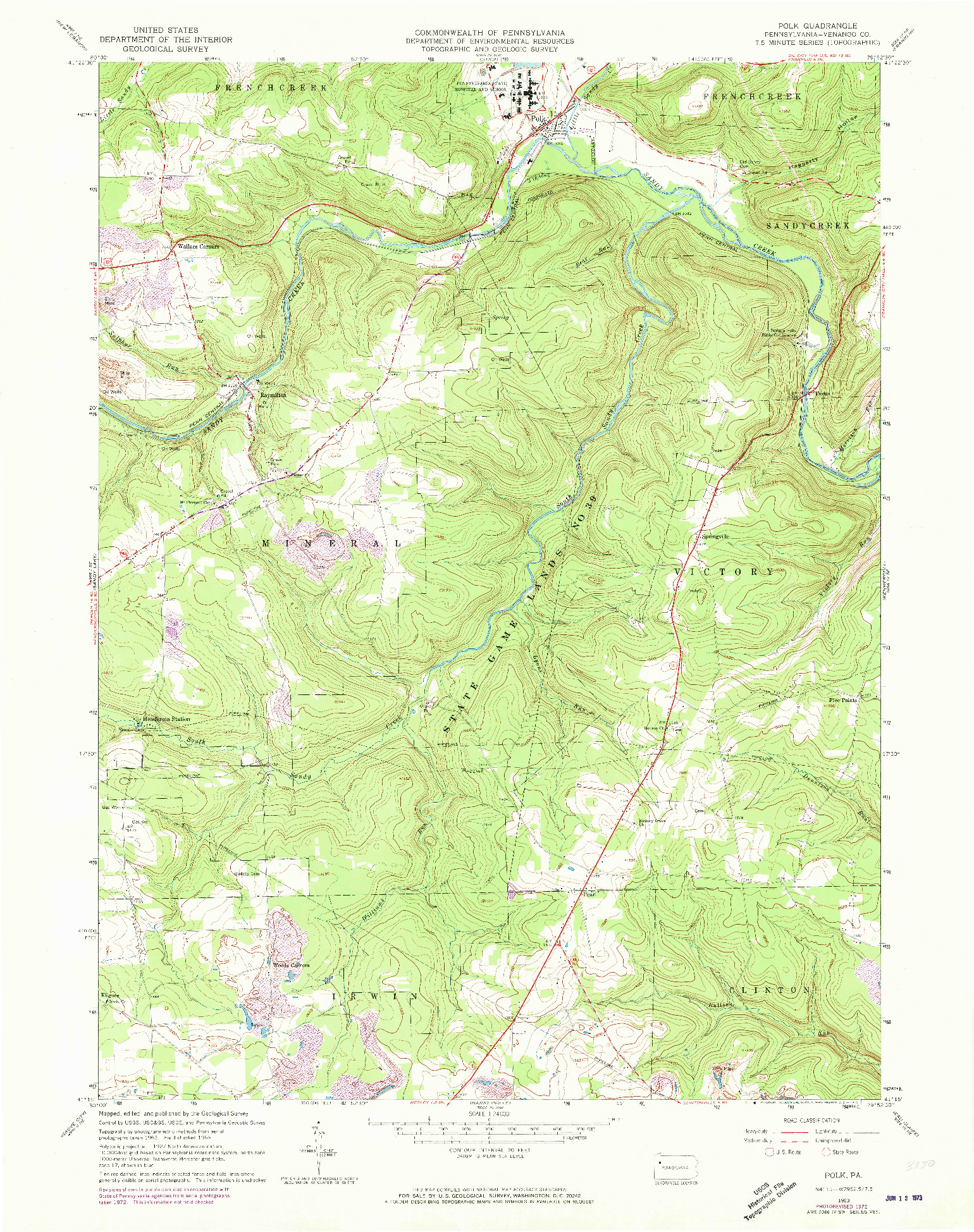 USGS 1:24000-SCALE QUADRANGLE FOR POLK, PA 1963