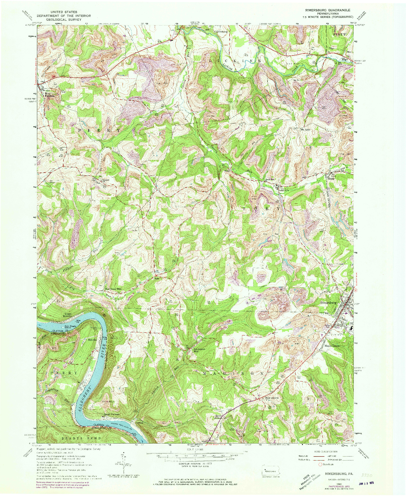 USGS 1:24000-SCALE QUADRANGLE FOR RIMERSBURG, PA 1963