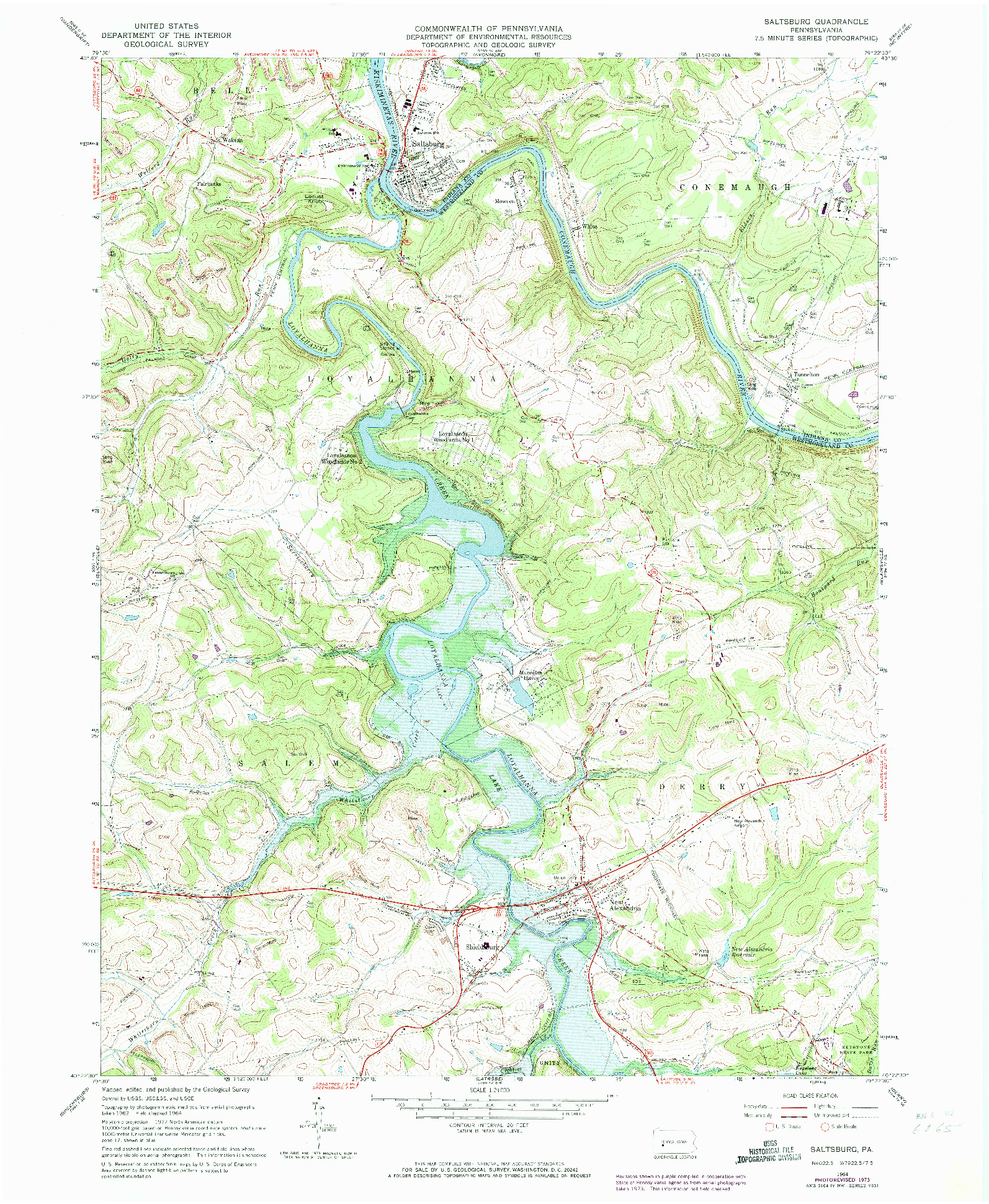 USGS 1:24000-SCALE QUADRANGLE FOR SALTSBURG, PA 1964